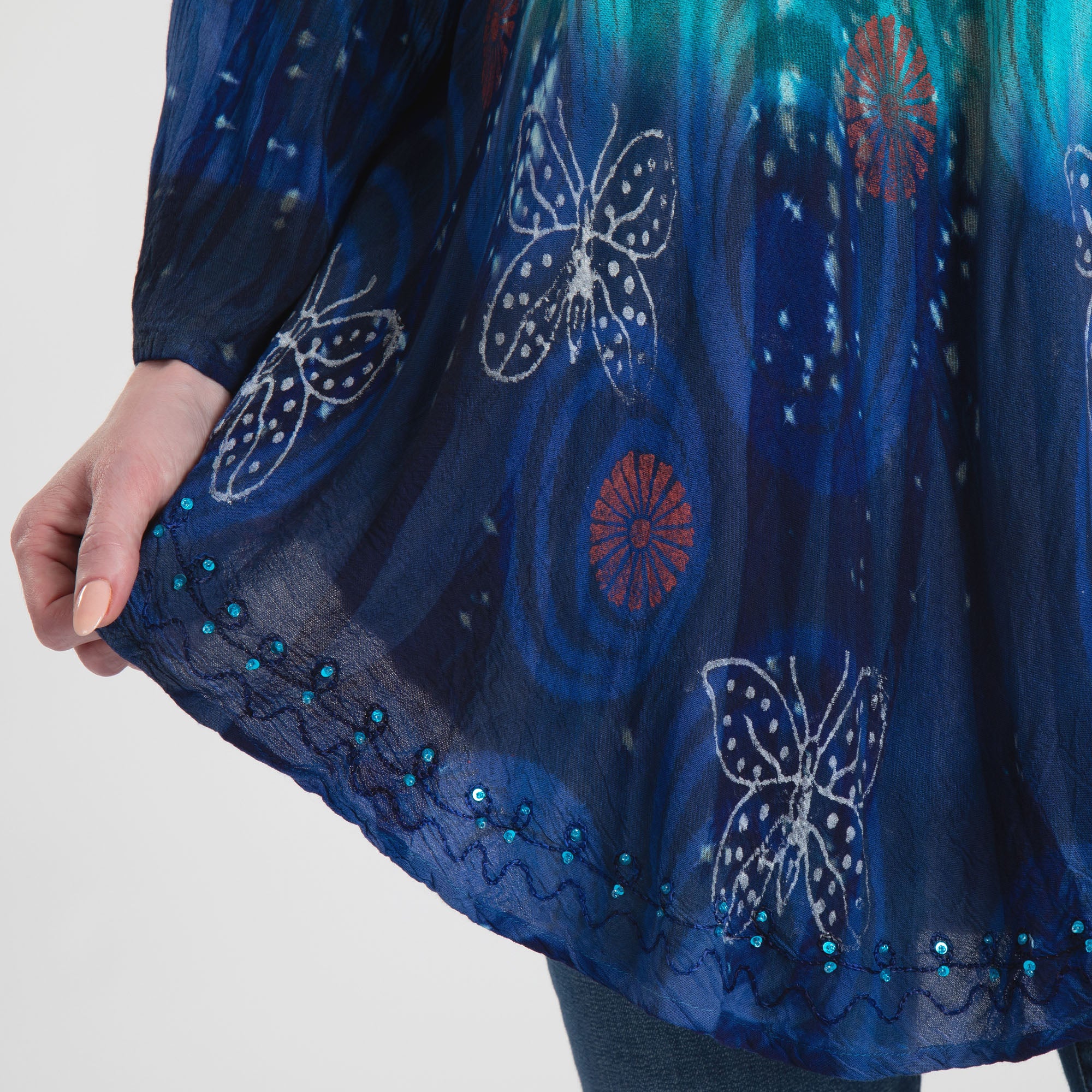 Premium Swirls Of the Sea Long Sleeve Tunic - Ultimate Comfort & Style