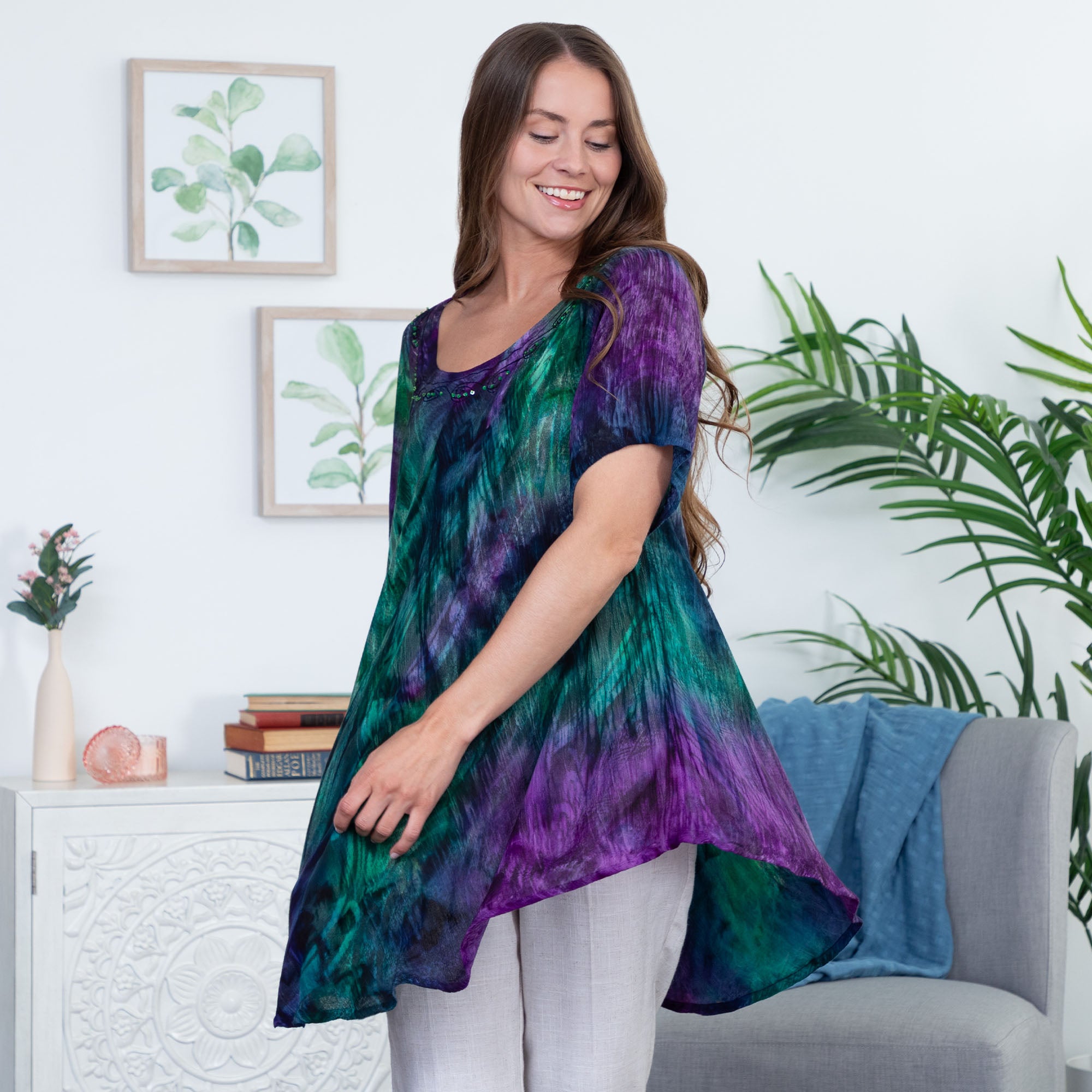 Premium Peacock Love Tunic | Fair Trade & Eco-Friendly