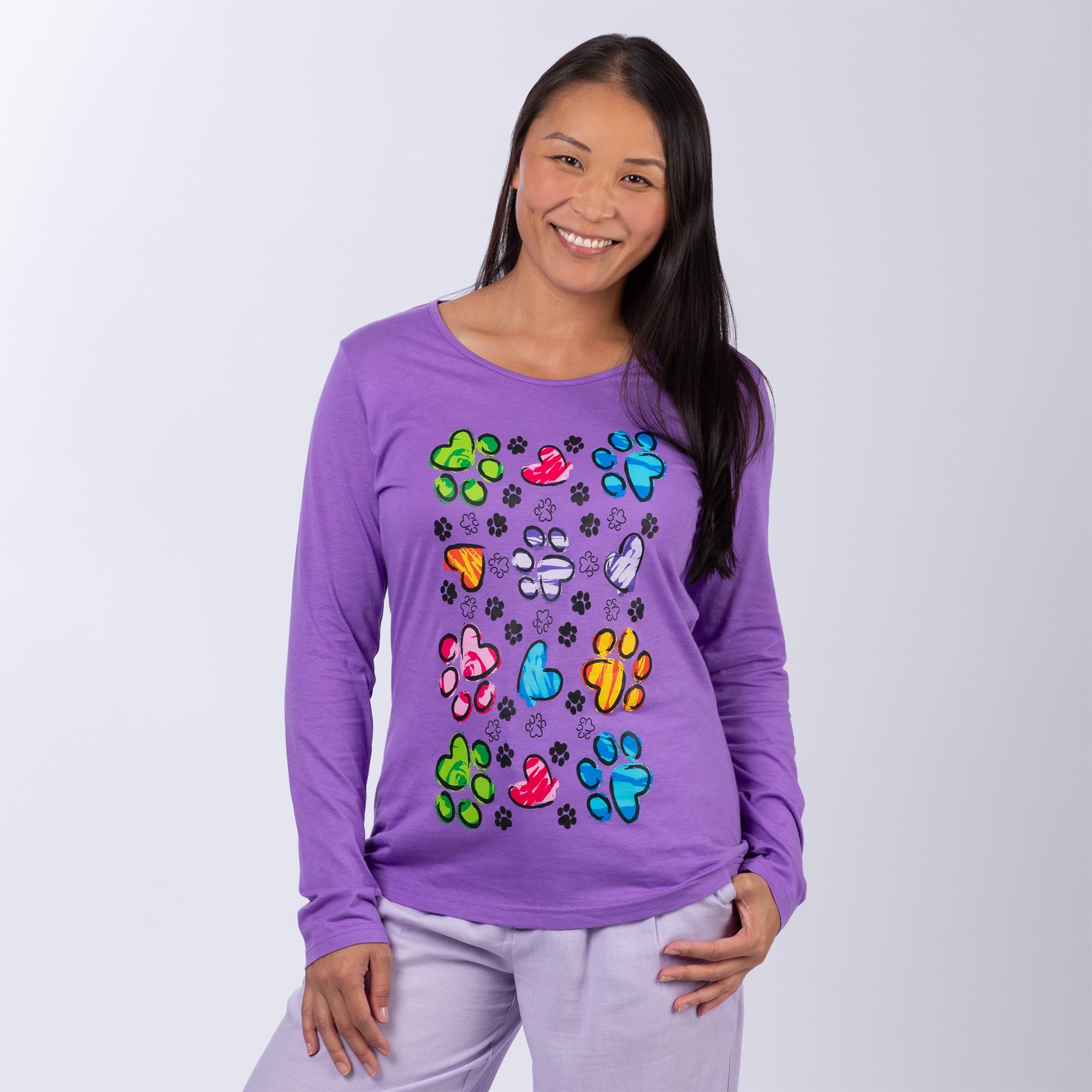 Premium Paw Splatter Long Sleeve Tee - Ultimate Pet Lover's Style