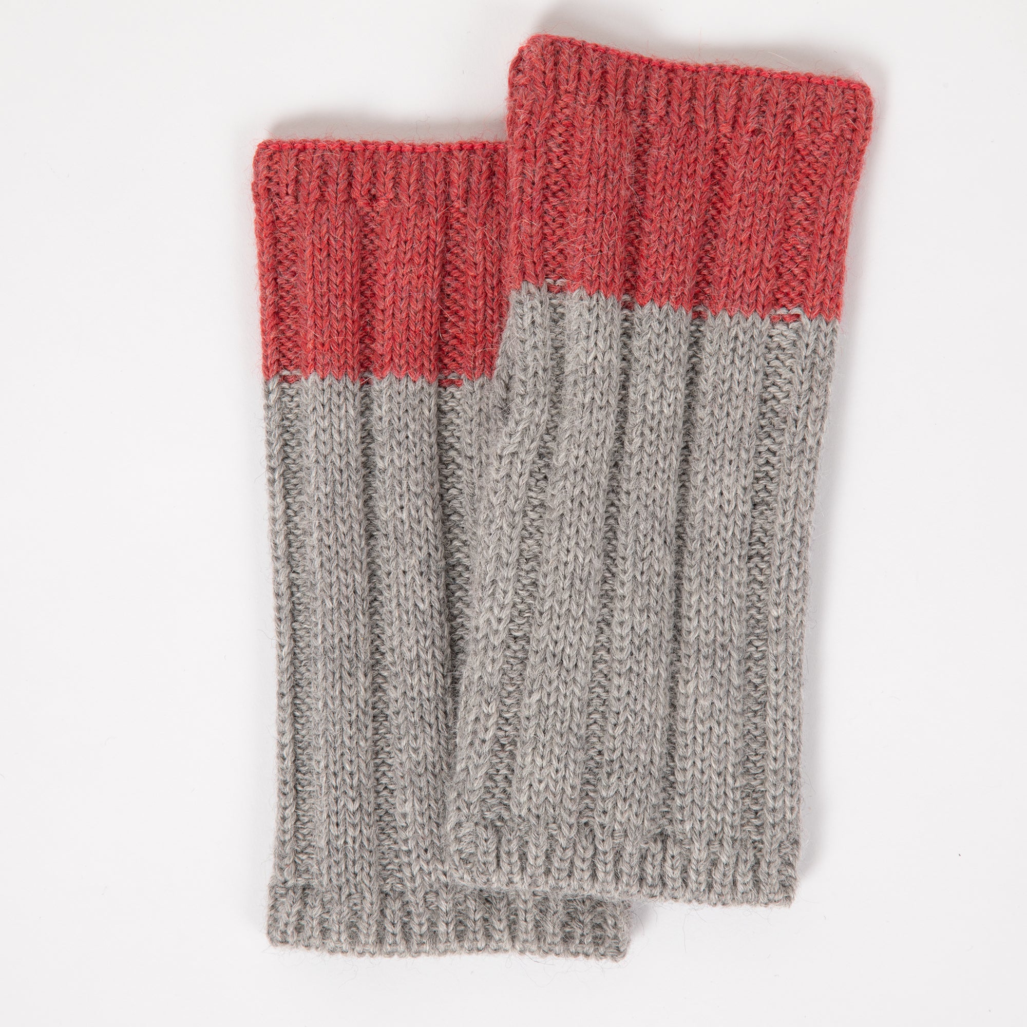 Premium Braided Two-Tone Baby Alpaca Fingerless Gloves