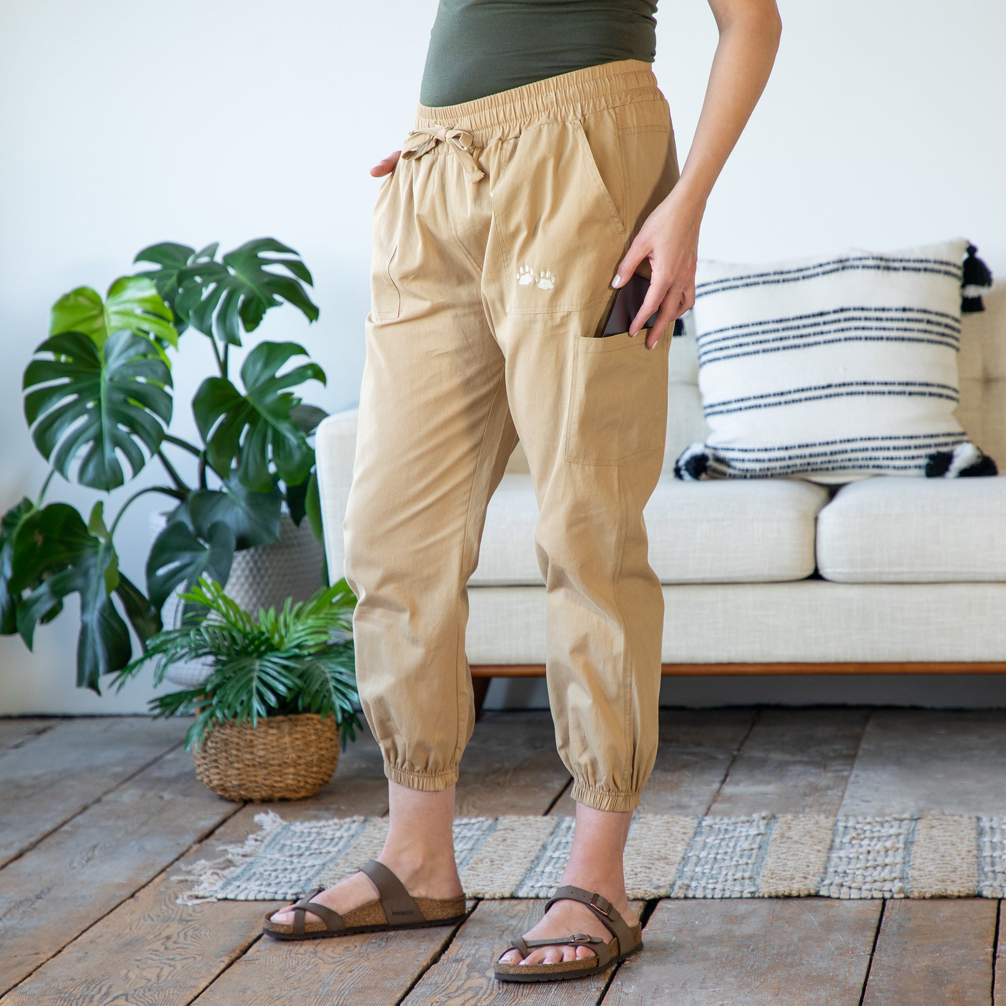 Premium Paw Print Khaki Joggers - Ultimate Comfort & Style