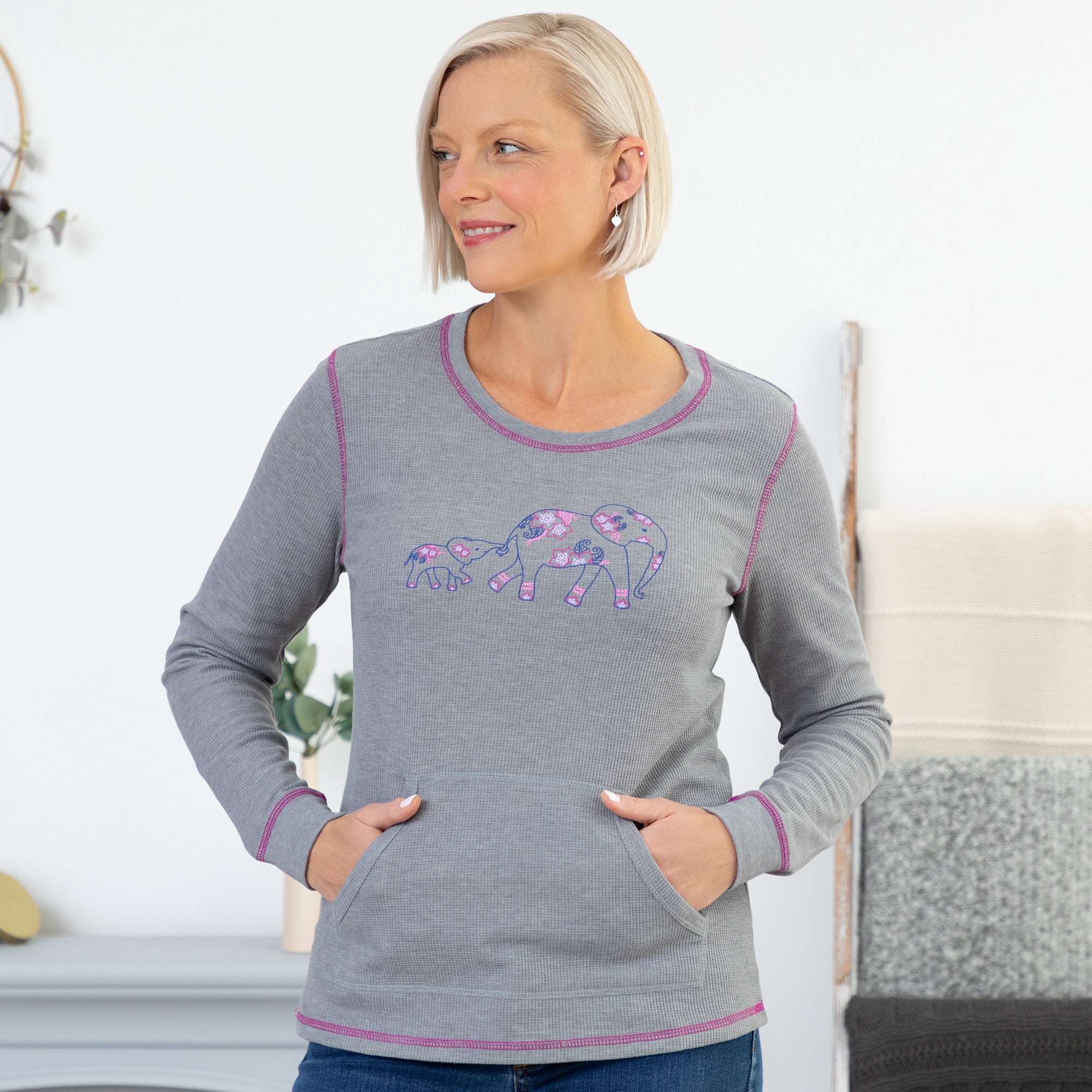 Premium Elephant Contrast Stitch Thermal Top - Ultimate Warmth & Style