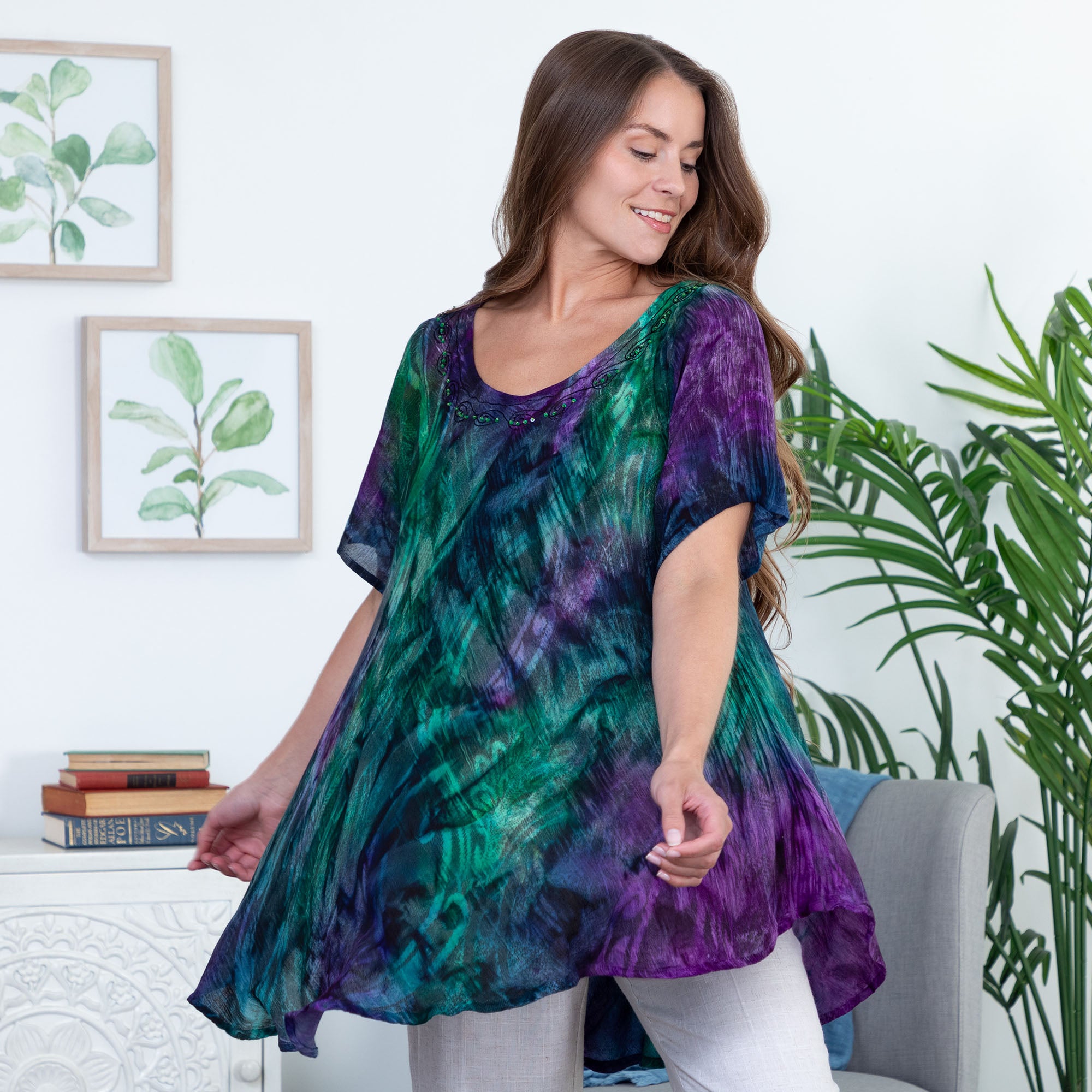 Premium Peacock Love Tunic | Fair Trade & Eco-Friendly