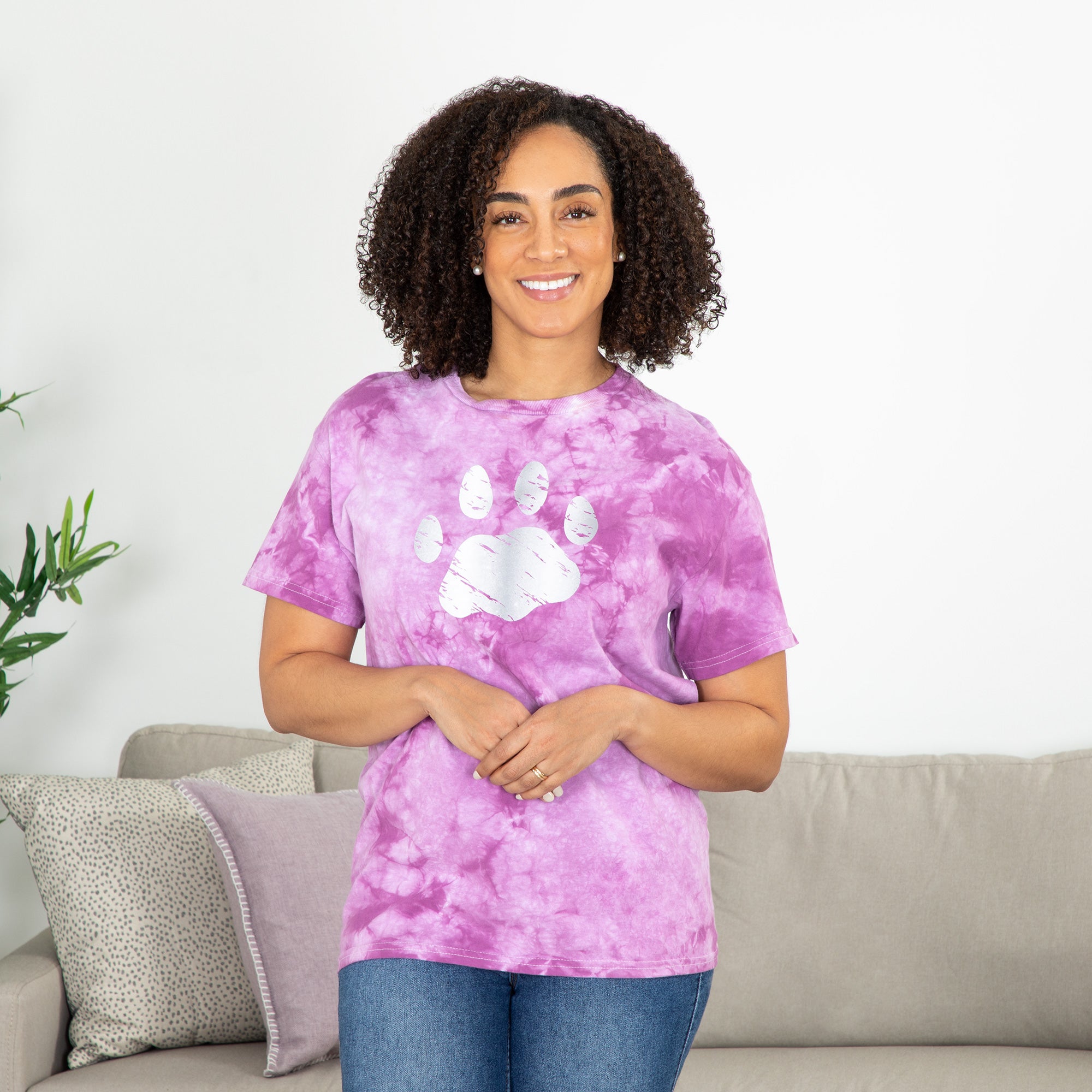 Premium Paw Print Boysenberry Tie-Dye Tee - Ultimate Comfort & Style