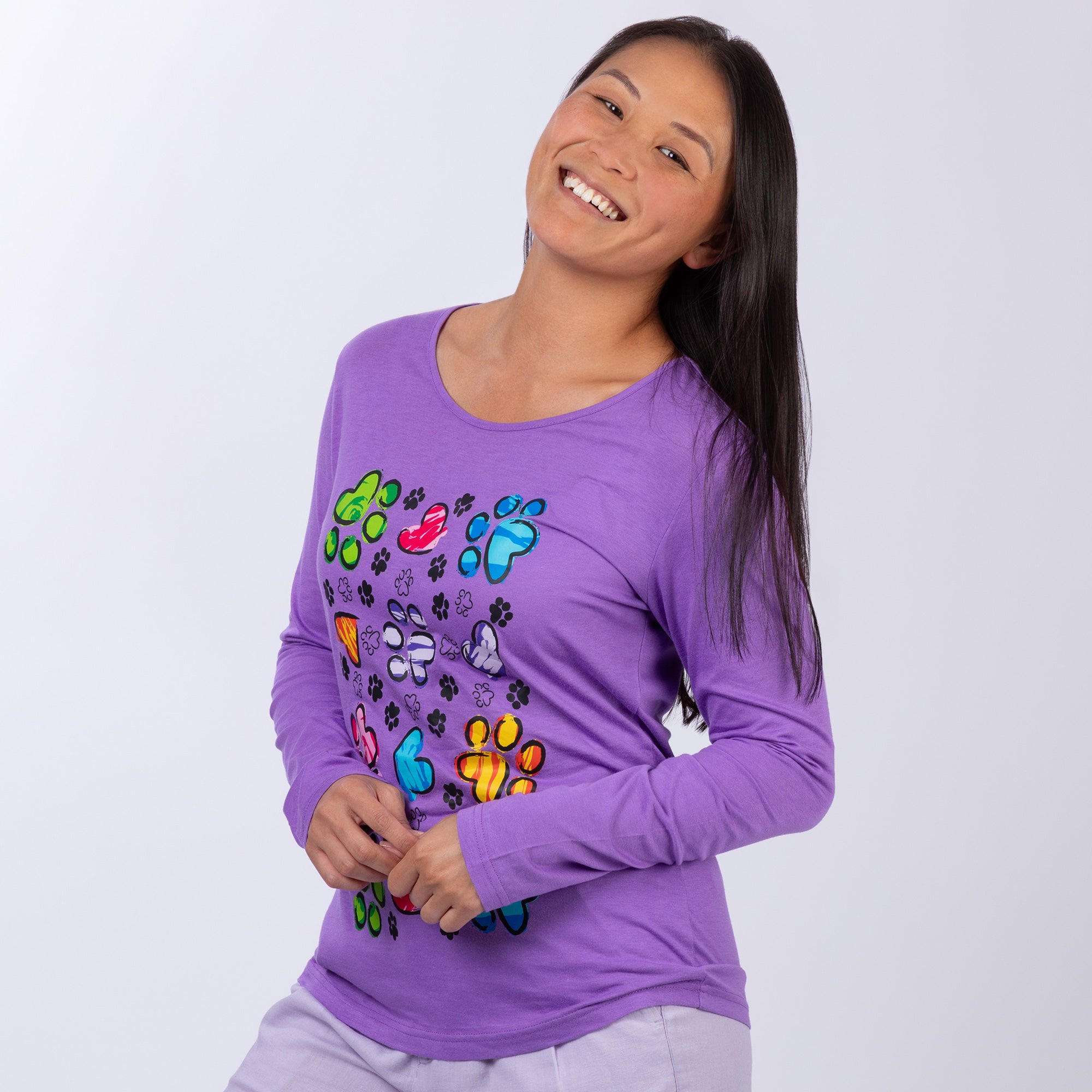 Premium Paw Splatter Long Sleeve Tee - Ultimate Pet Lover's Style