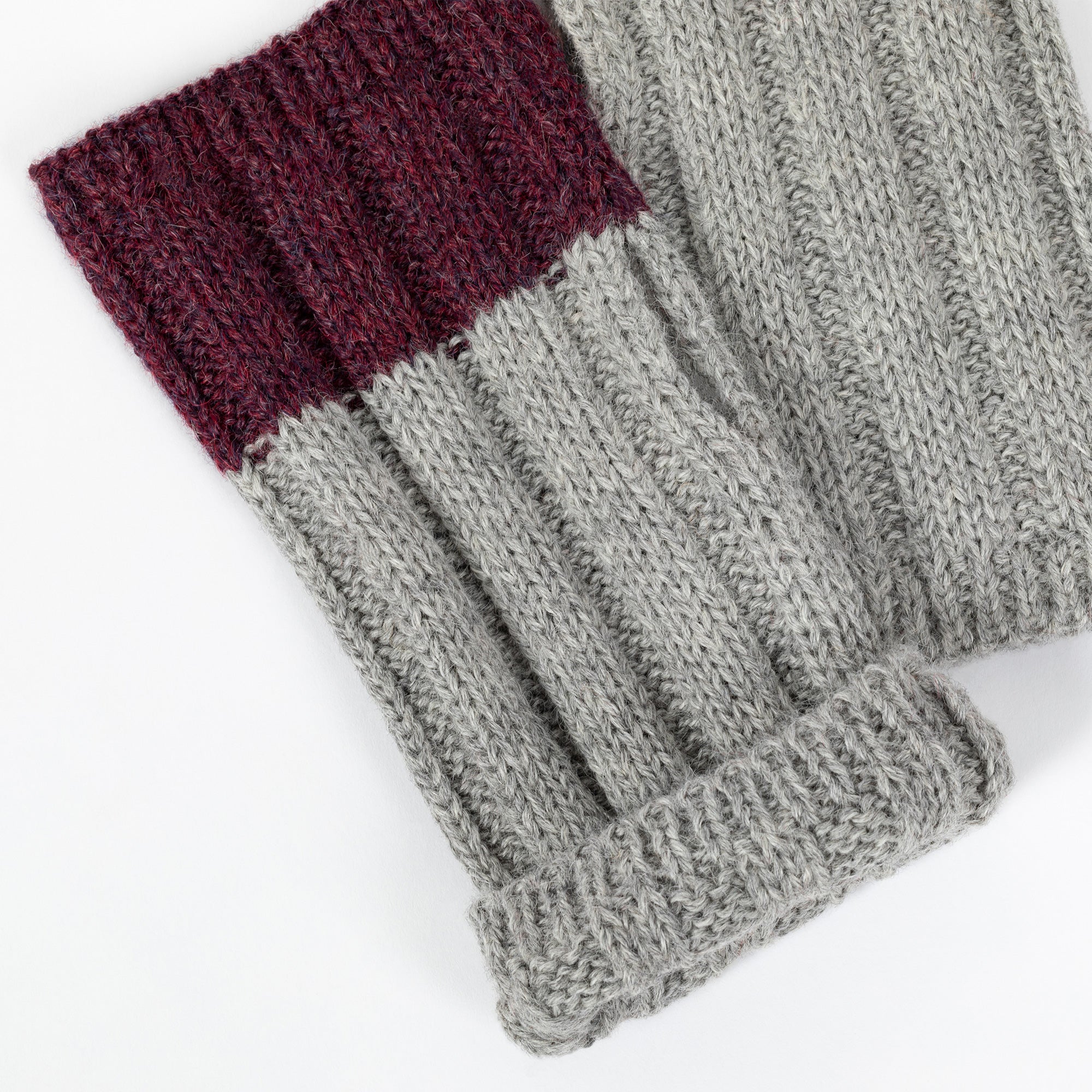 Premium Braided Two-Tone Baby Alpaca Fingerless Gloves