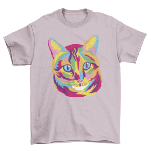 Premium Colorful Cat Face Graphic Tee - Unisex Cotton T-Shirt