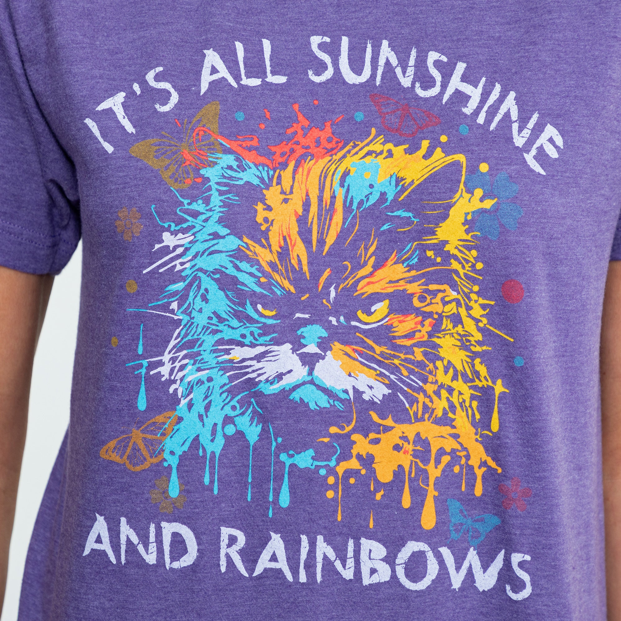 Premium It's All Sunshine And Rainbows Cat Graphic Tee