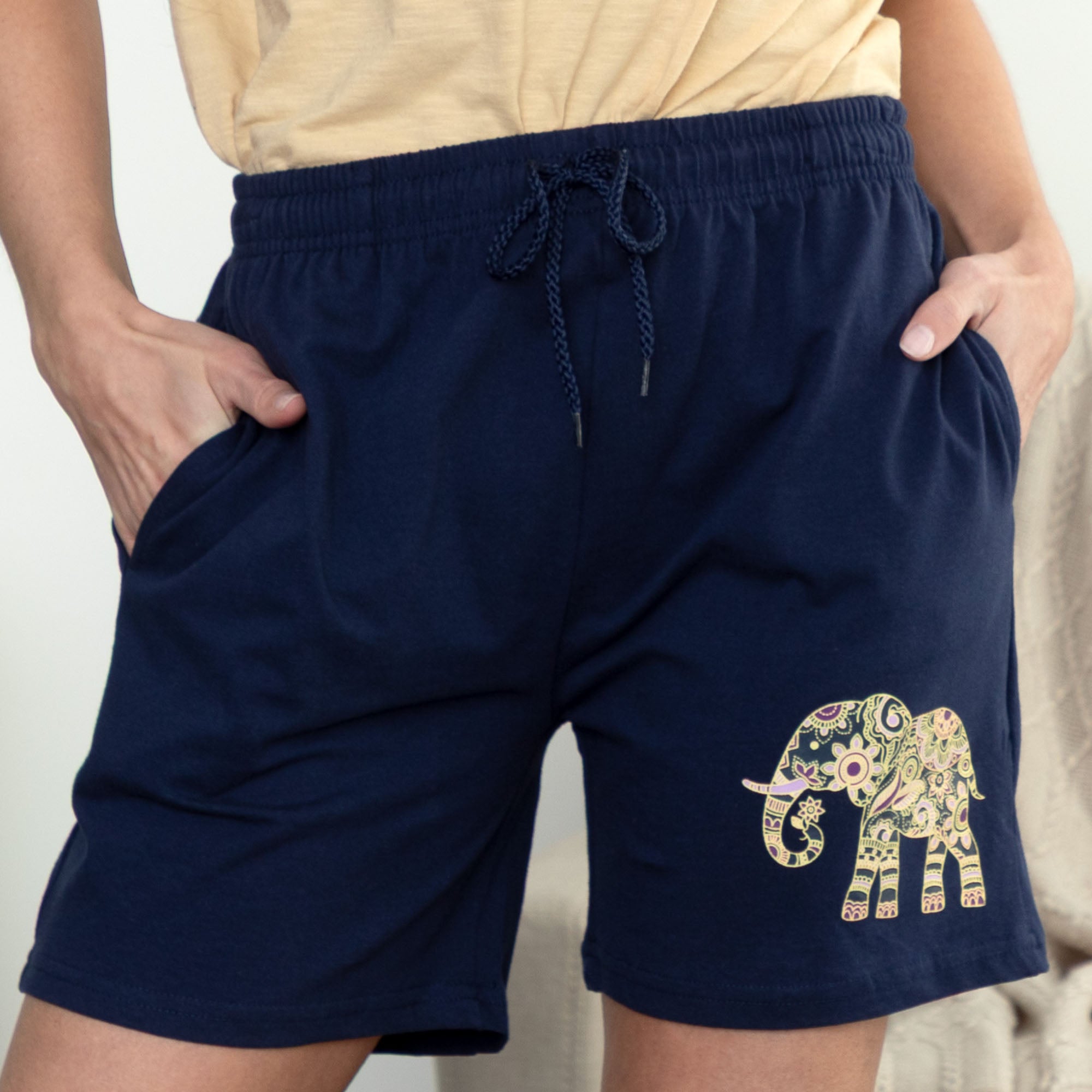 Premium Boho Mandala Elephant Cotton Shorts - Ultimate Comfort & Style