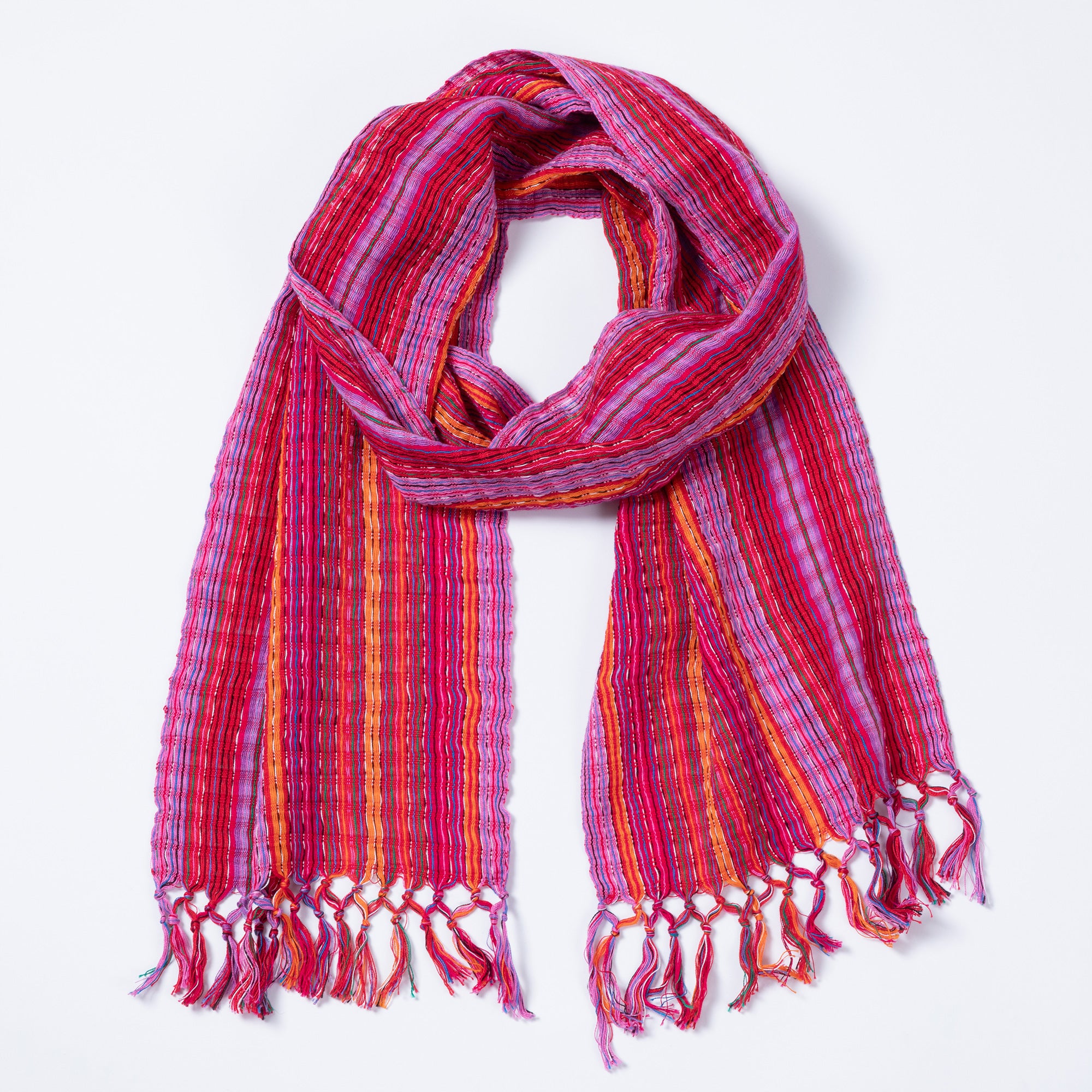 Premium Kaleidoscope Cotton Scarf - Handwoven in Guatemala