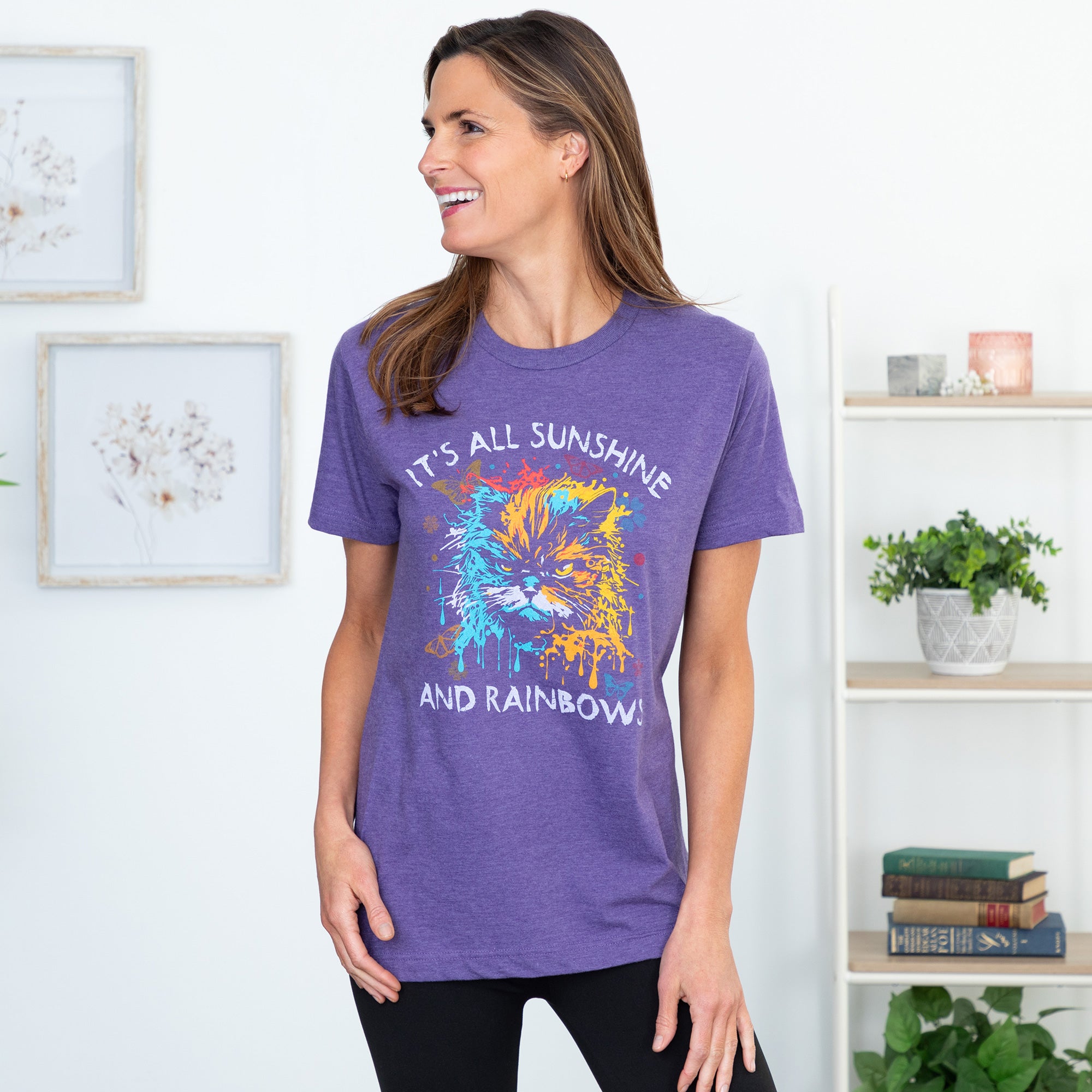 Premium It's All Sunshine And Rainbows Cat Graphic Tee