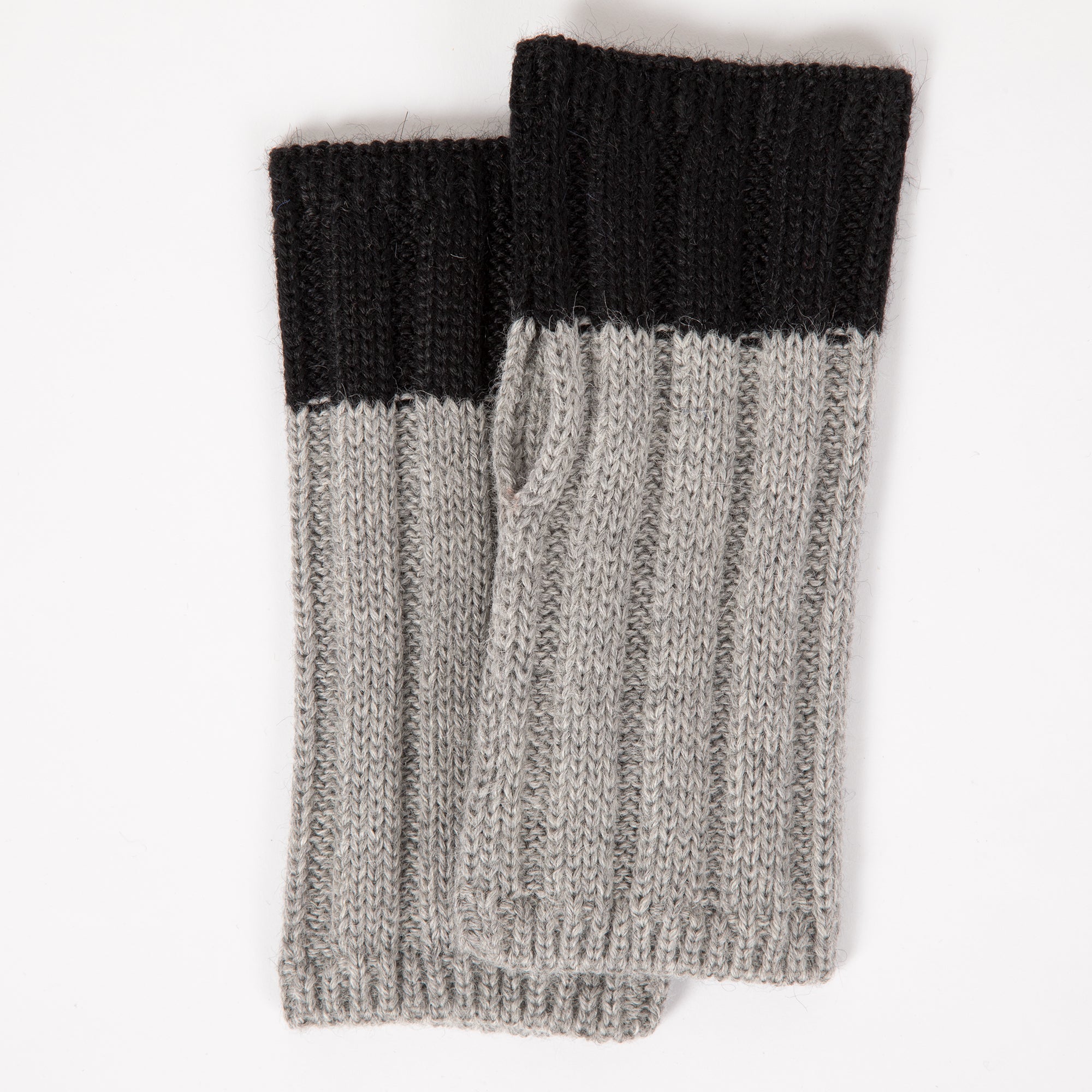 Premium Braided Two-Tone Baby Alpaca Fingerless Gloves