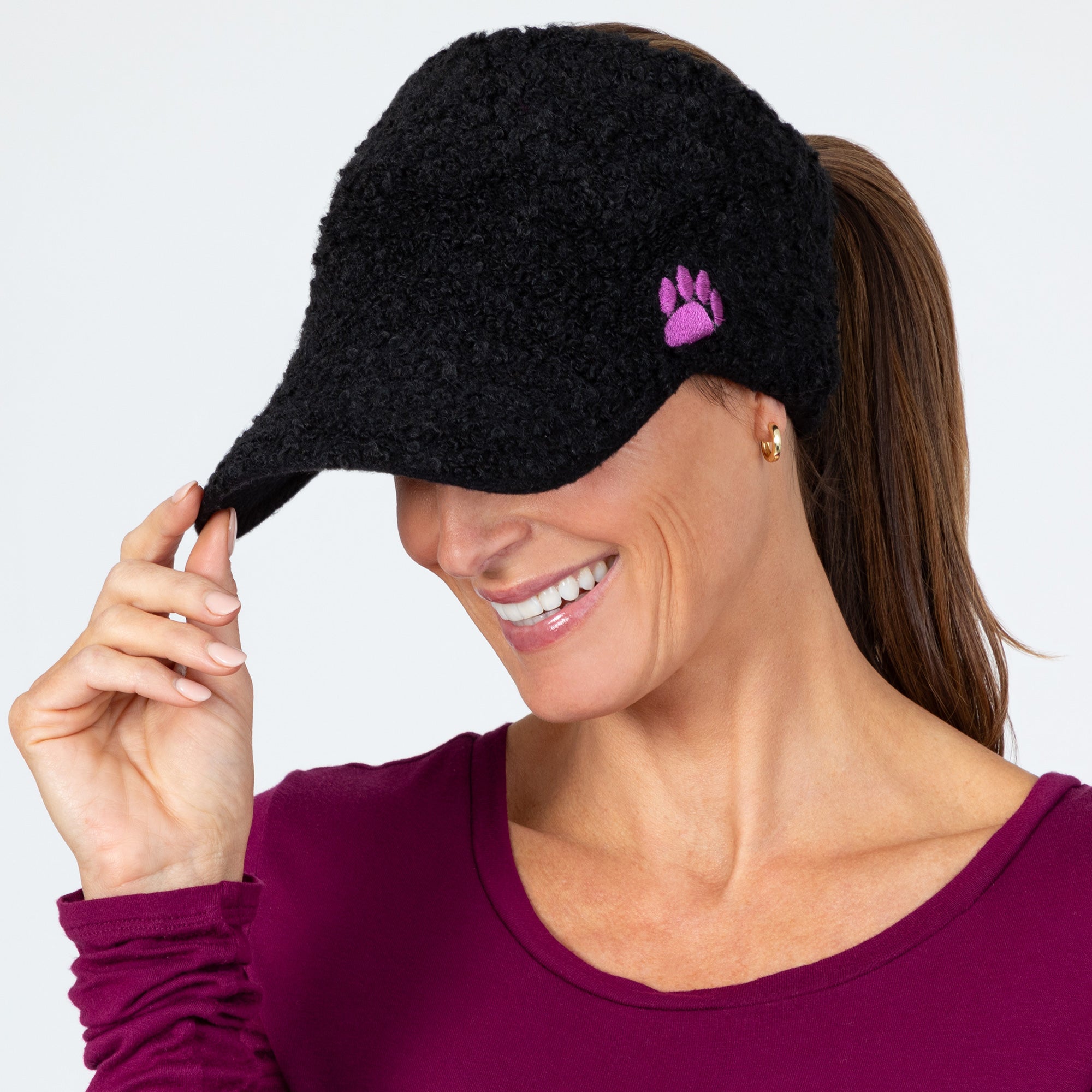 Premium Paw Print Warm Ponytail Baseball Hat - Ultimate Cold Weather Style