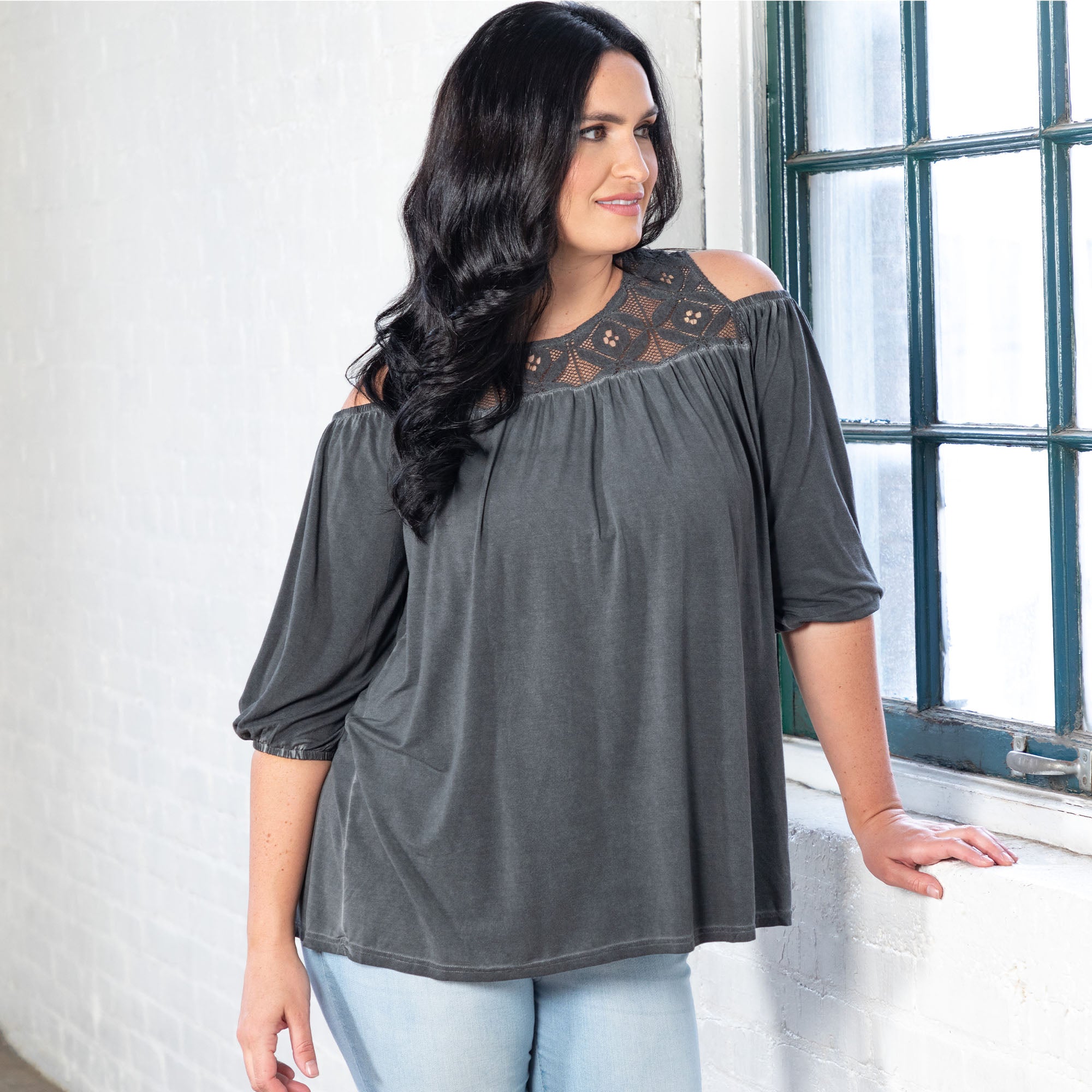 Premium Cold Shoulder Juliet Sleeve Top - Ultimate Style Upgrade