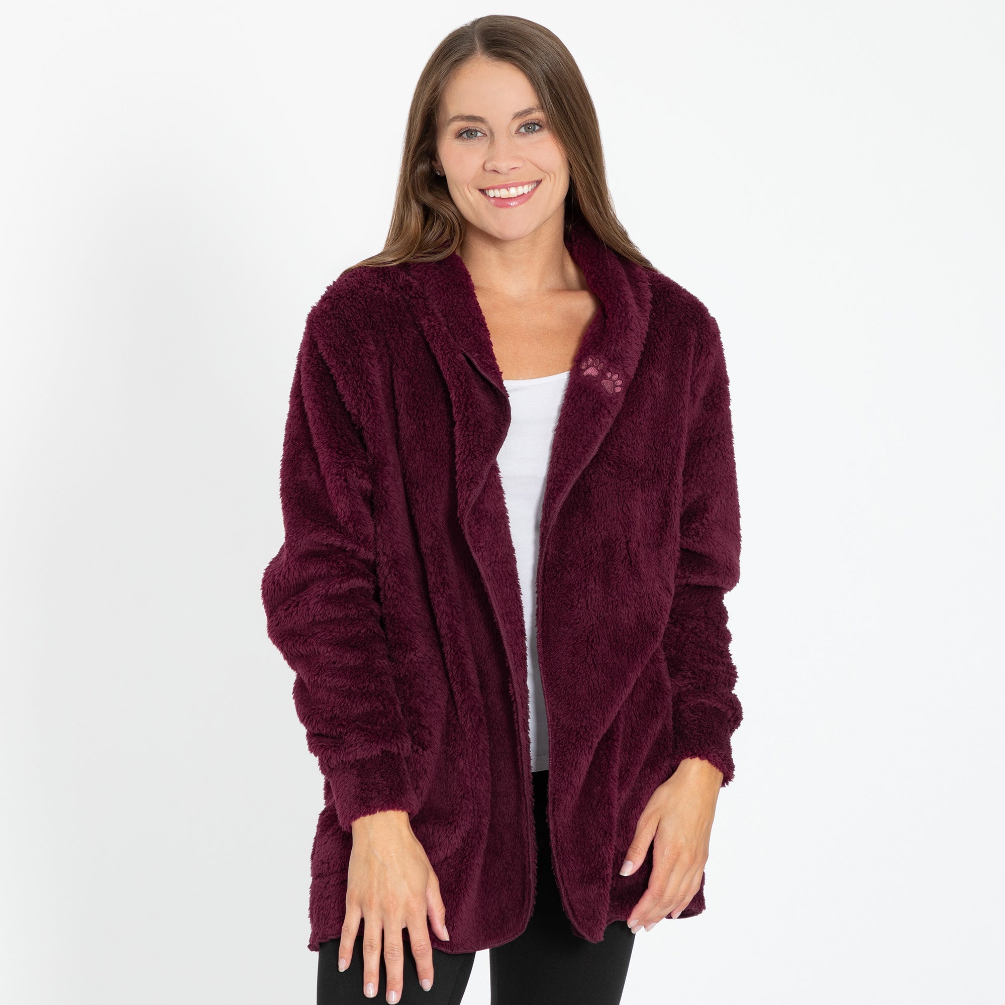 Premium Paw Print Sherpa Fleece Jacket - Cozy & Stylish