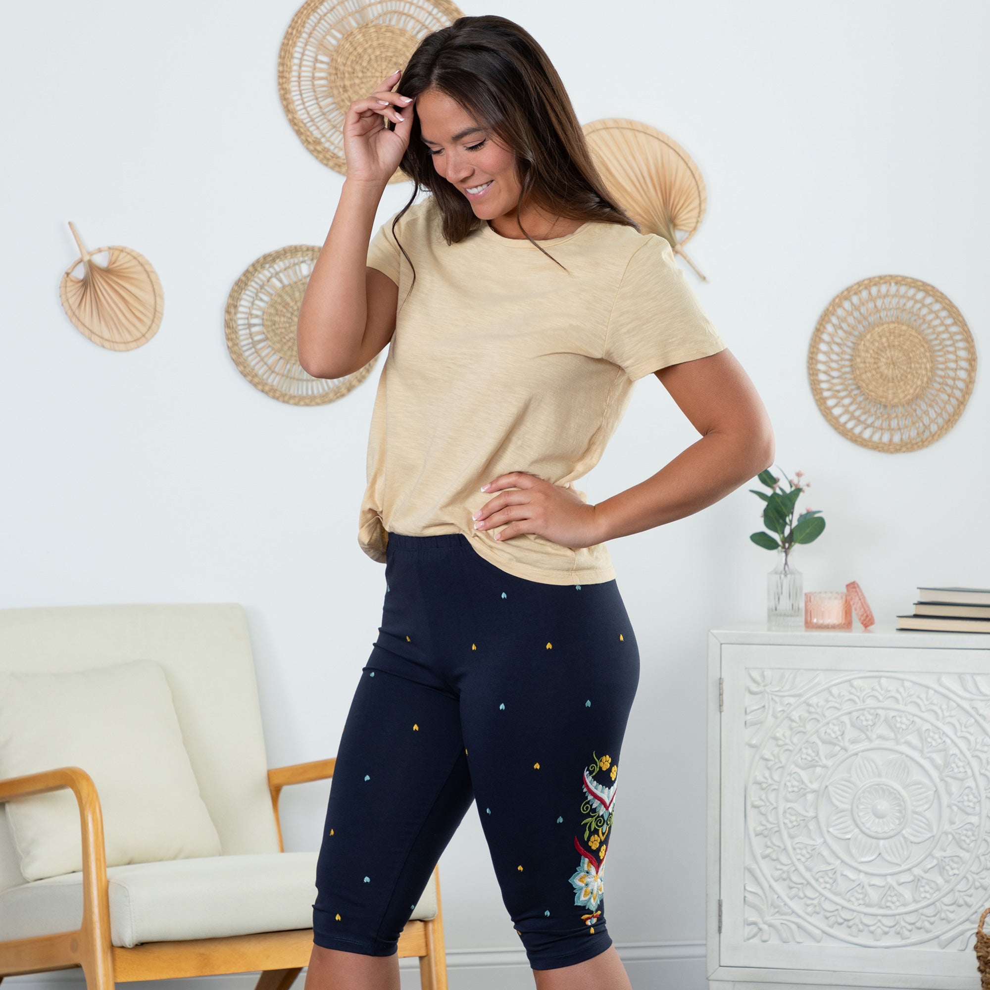 Premium Embroidered Stretch Capris - Ultimate Comfort & Style