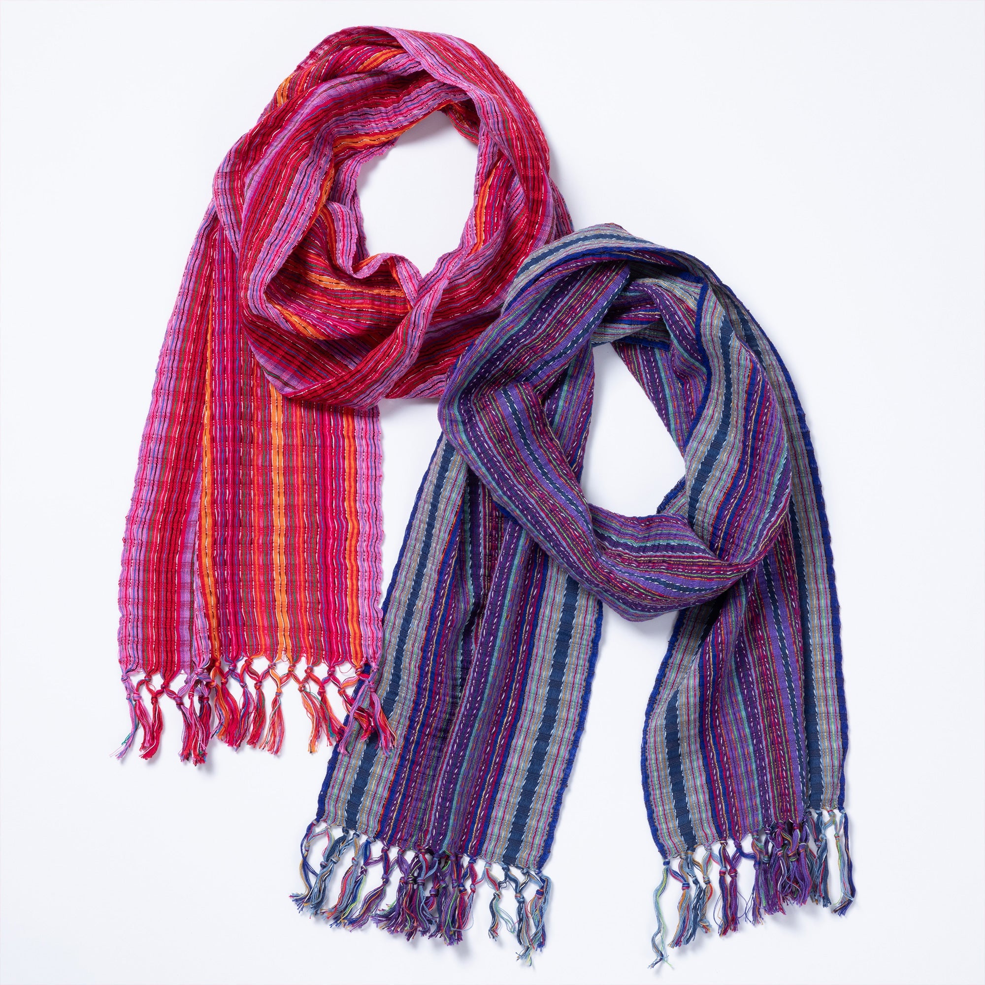 Premium Kaleidoscope Cotton Scarf - Handwoven in Guatemala