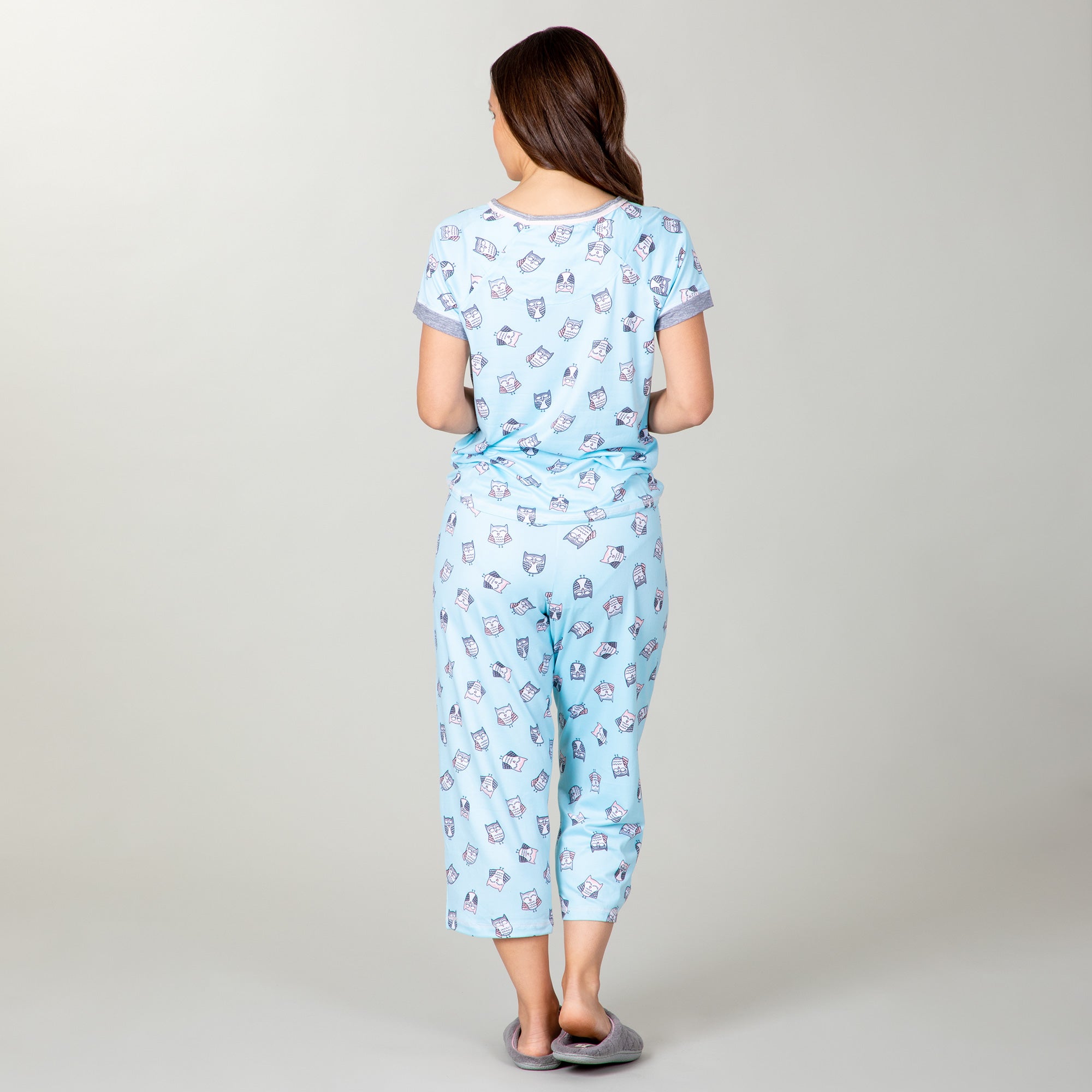 Premium Sleepy Owl Capri Pajama Set - Ultimate Comfort