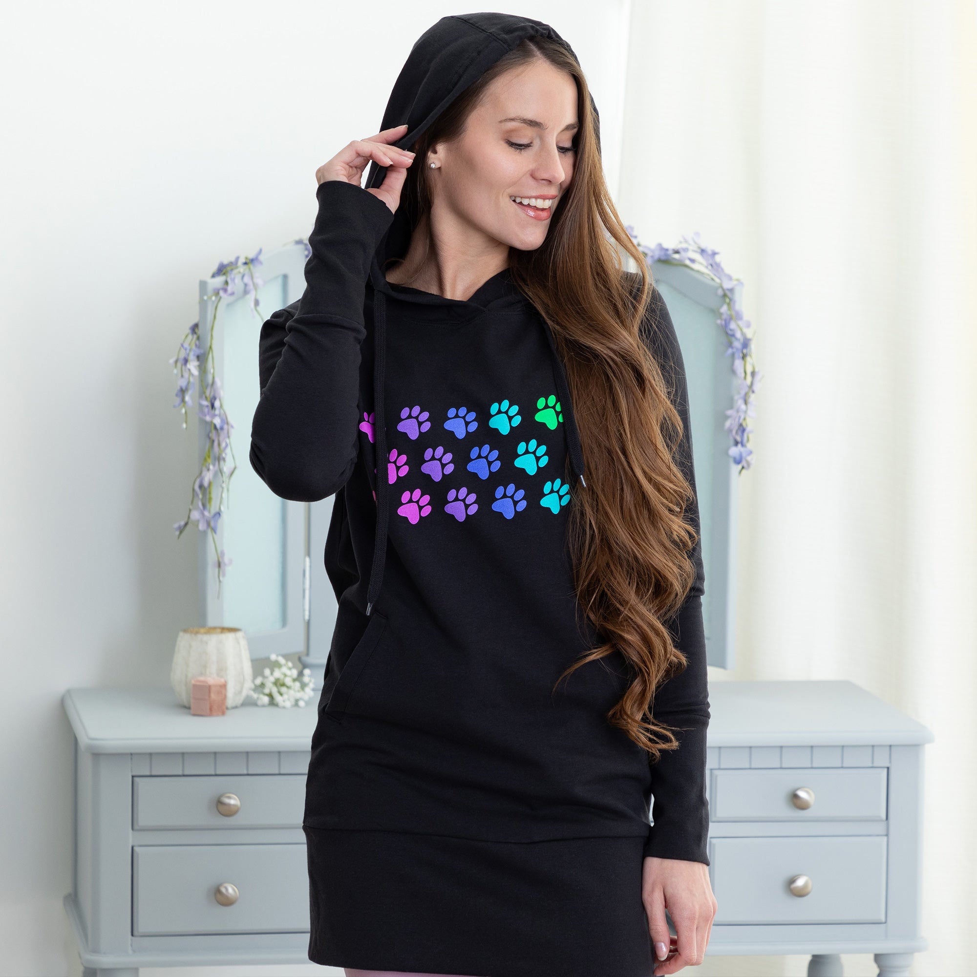 Ultimate Comfort Rainbow Paws Long French Terry Hoodie