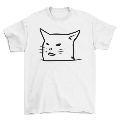 Premium White Cat Meme Tee - Ultimate Statement Shirt