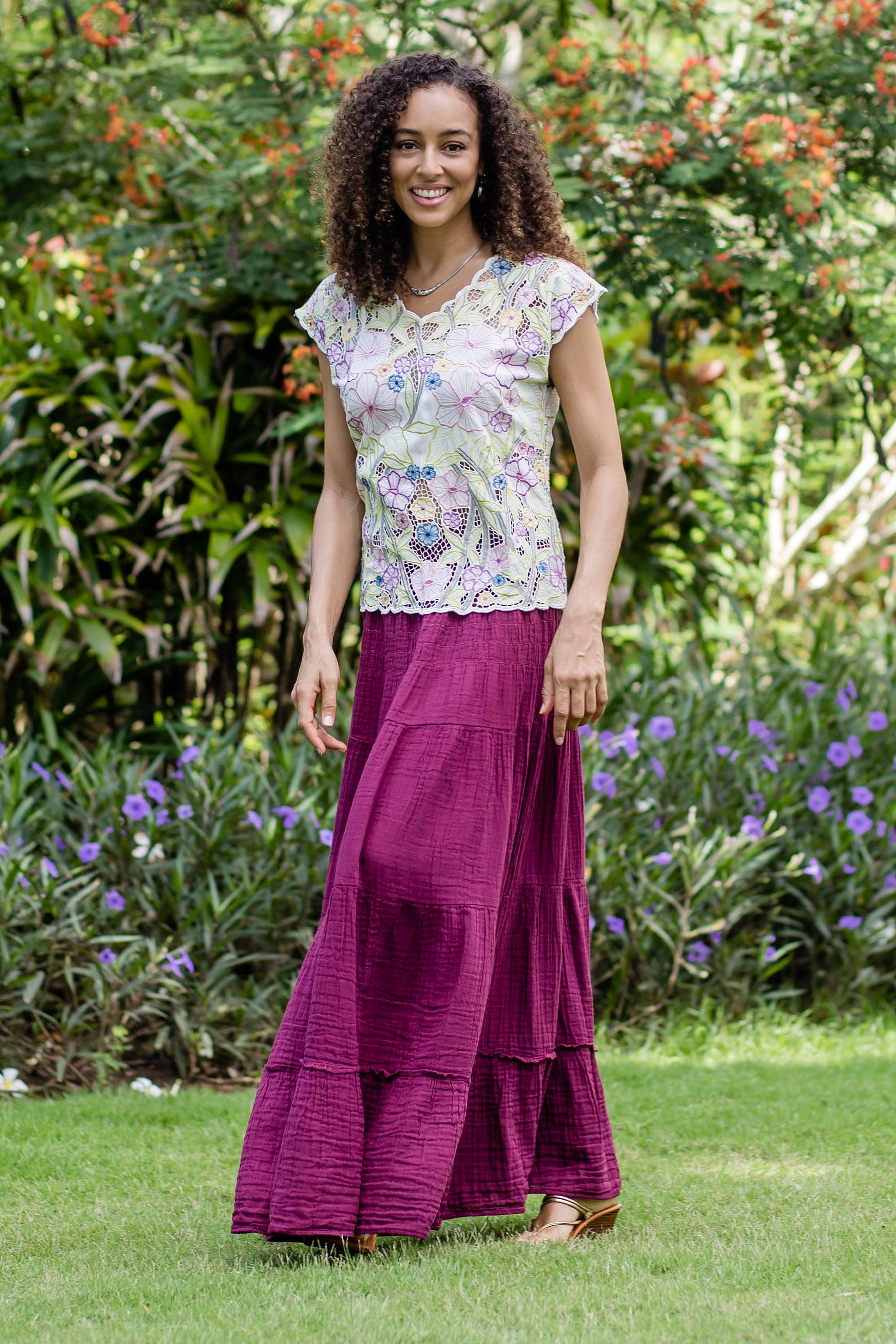 Premium Mulberry Thai Cotton Double Gauze Maxi Skirt - Ultimate Comfort & Style