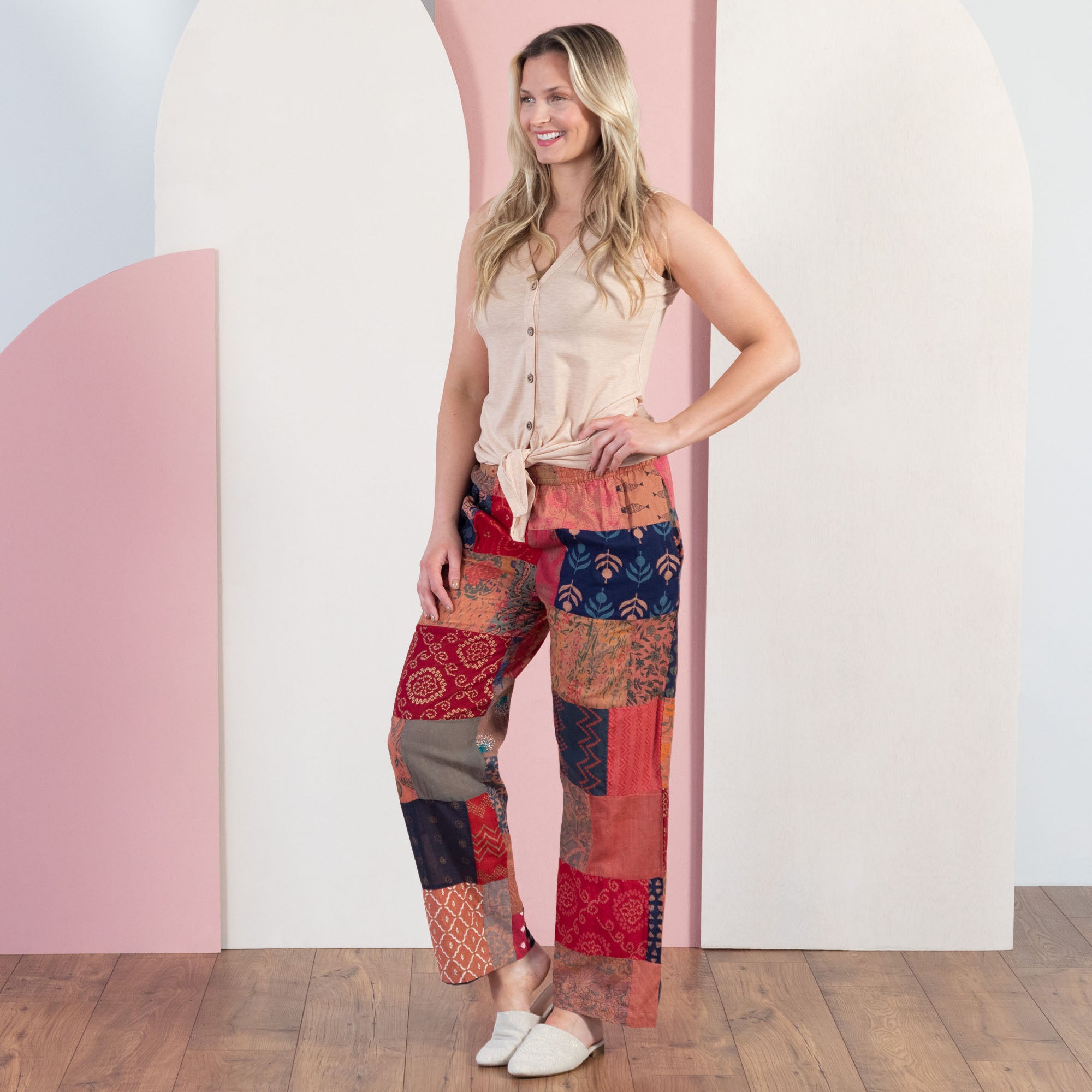 Premium Wide-Leg Patchwork Pants - Fair-Trade & Unique