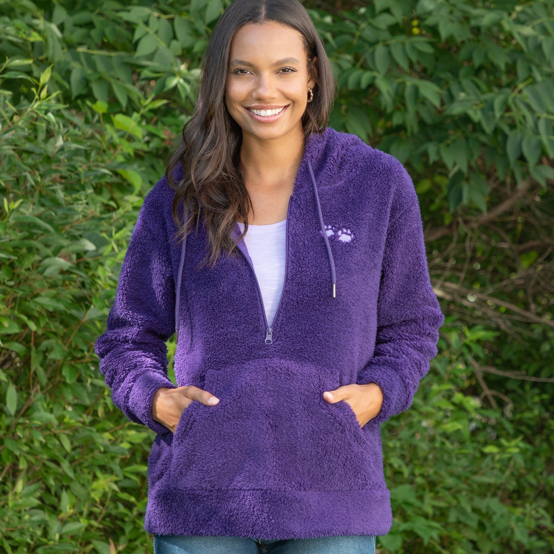 Premium Purple Paws Sherpa Fleece Hoodie - Ultimate Warmth & Style