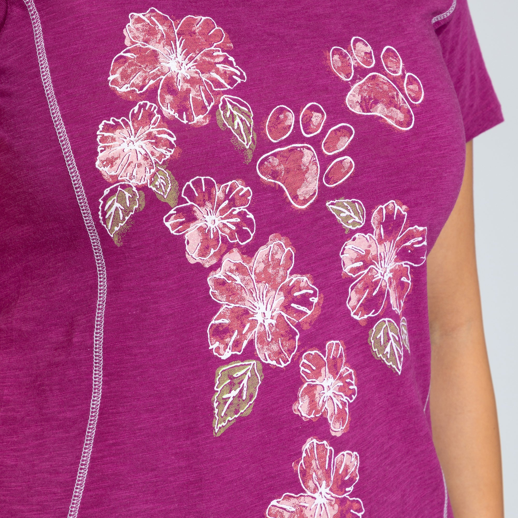 Premium Hibiscus & Paws Bamboo V-Neck Tee - Ultimate Comfort & Style