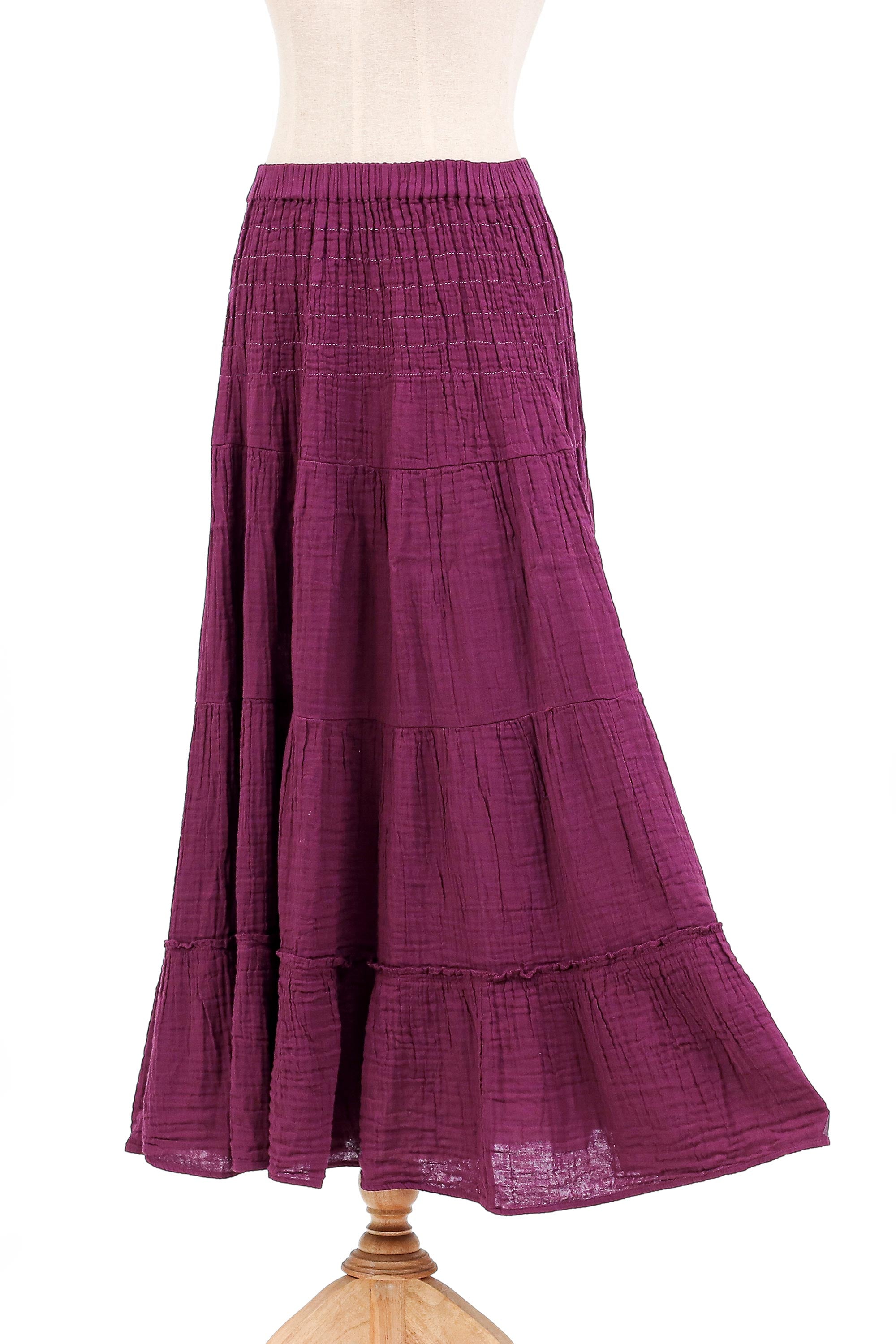 Premium Mulberry Thai Cotton Double Gauze Maxi Skirt - Ultimate Comfort & Style