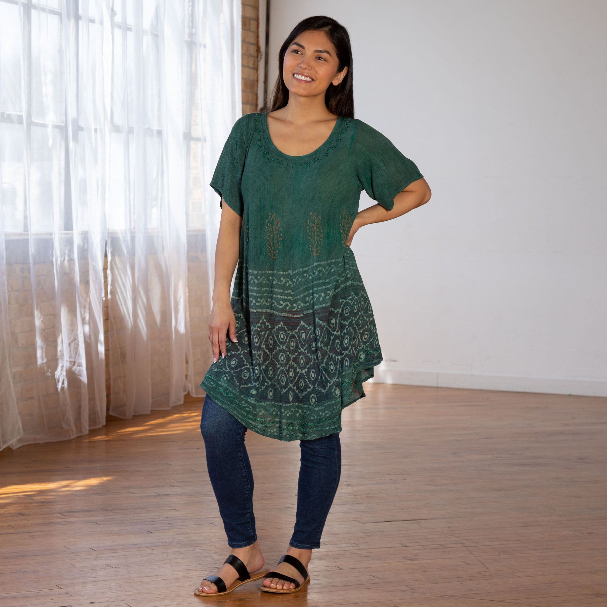 Premium Emerald Bay Short Sleeve Tunic - Ultimate Summer Style