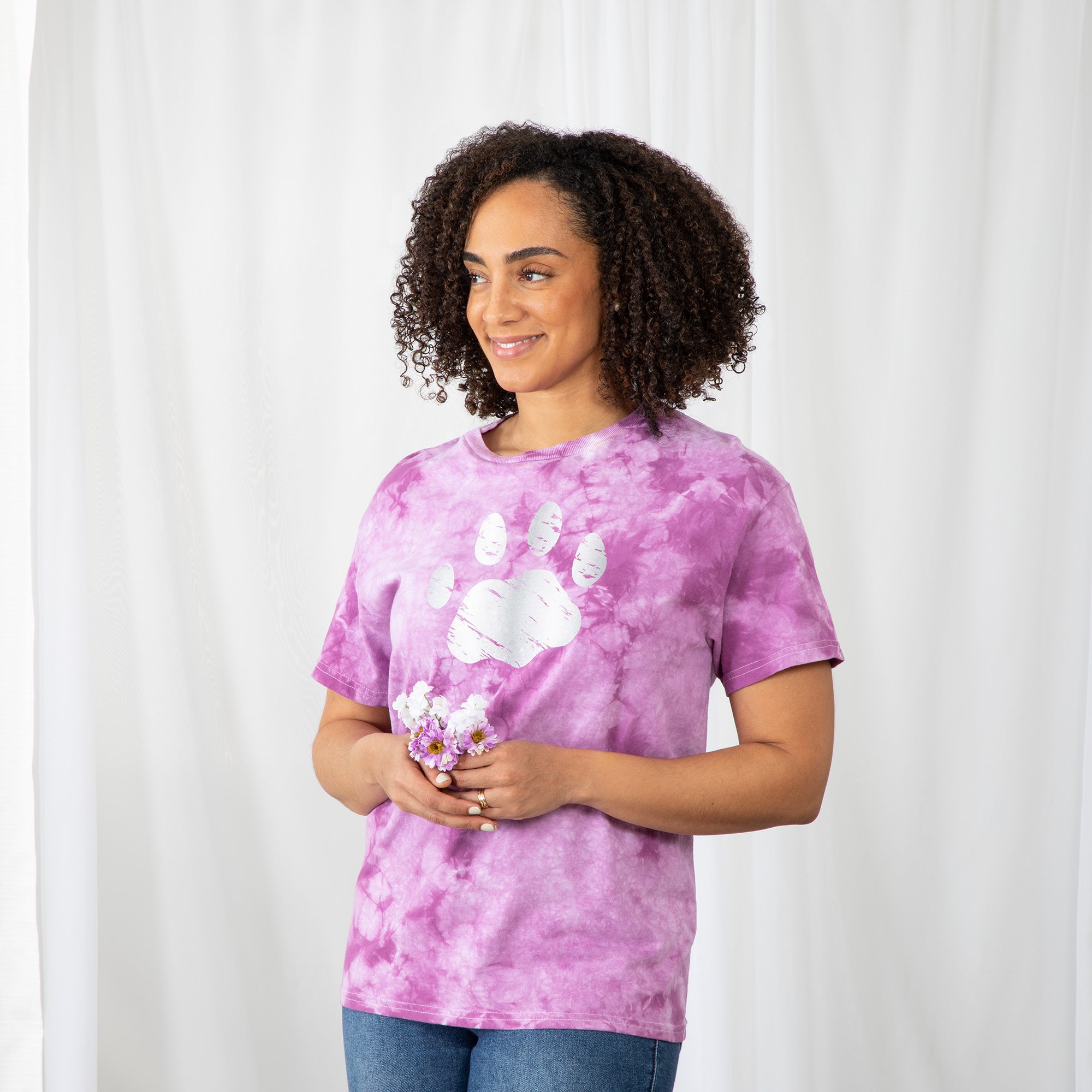 Premium Paw Print Boysenberry Tie-Dye Tee - Ultimate Comfort & Style