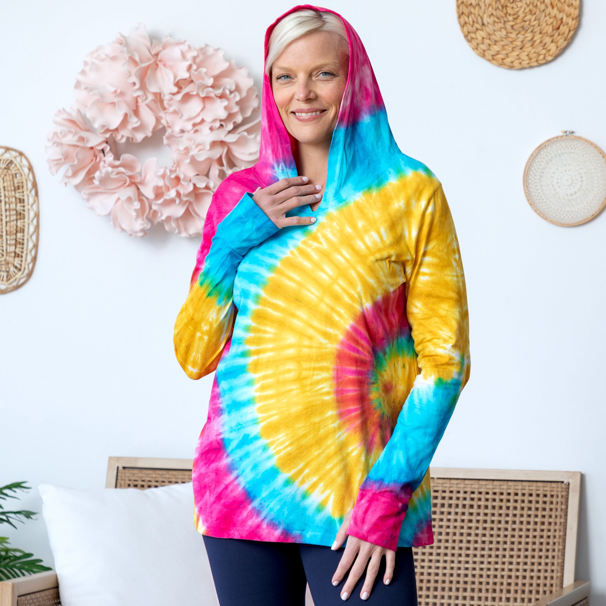 Ultimate Rainbow Tie-Dye Hooded Tunic - Premium Comfort & Style