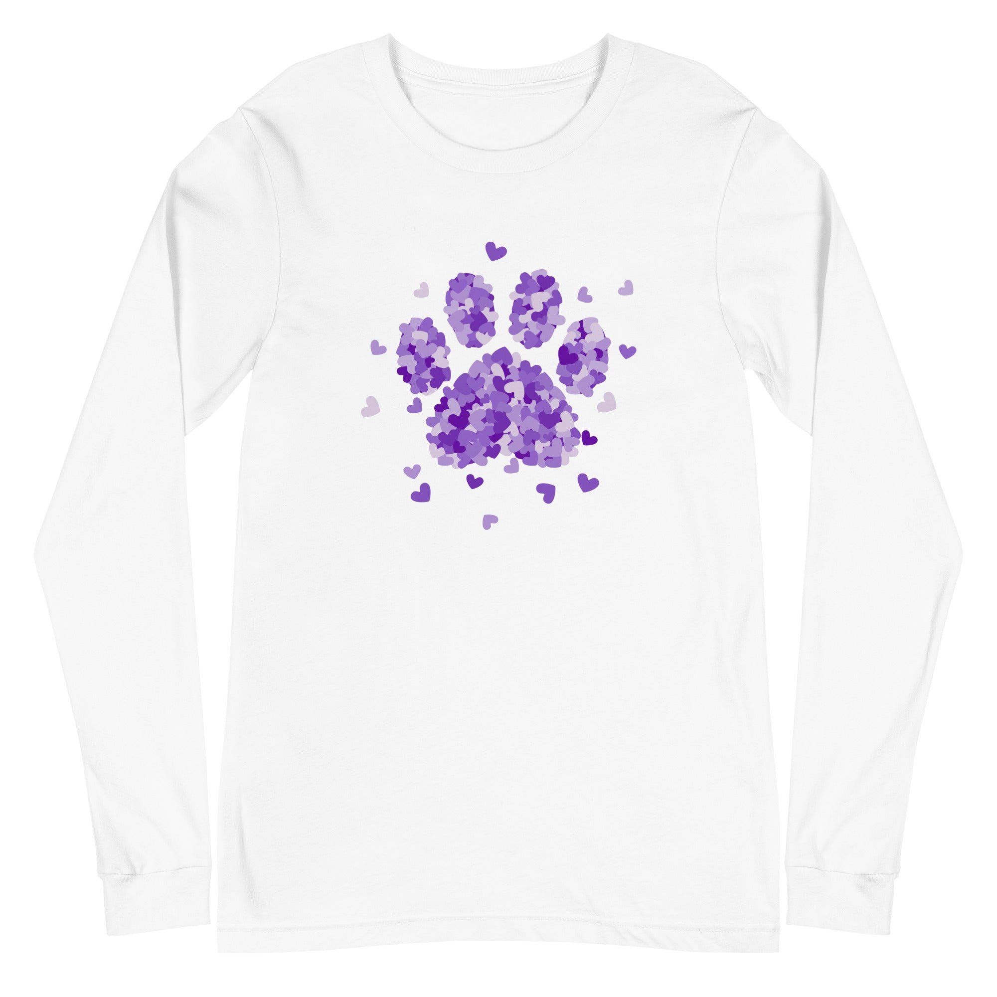 Premium Purple Paw Print of Hearts Long Sleeve Tee - Ultimate Comfort & Style