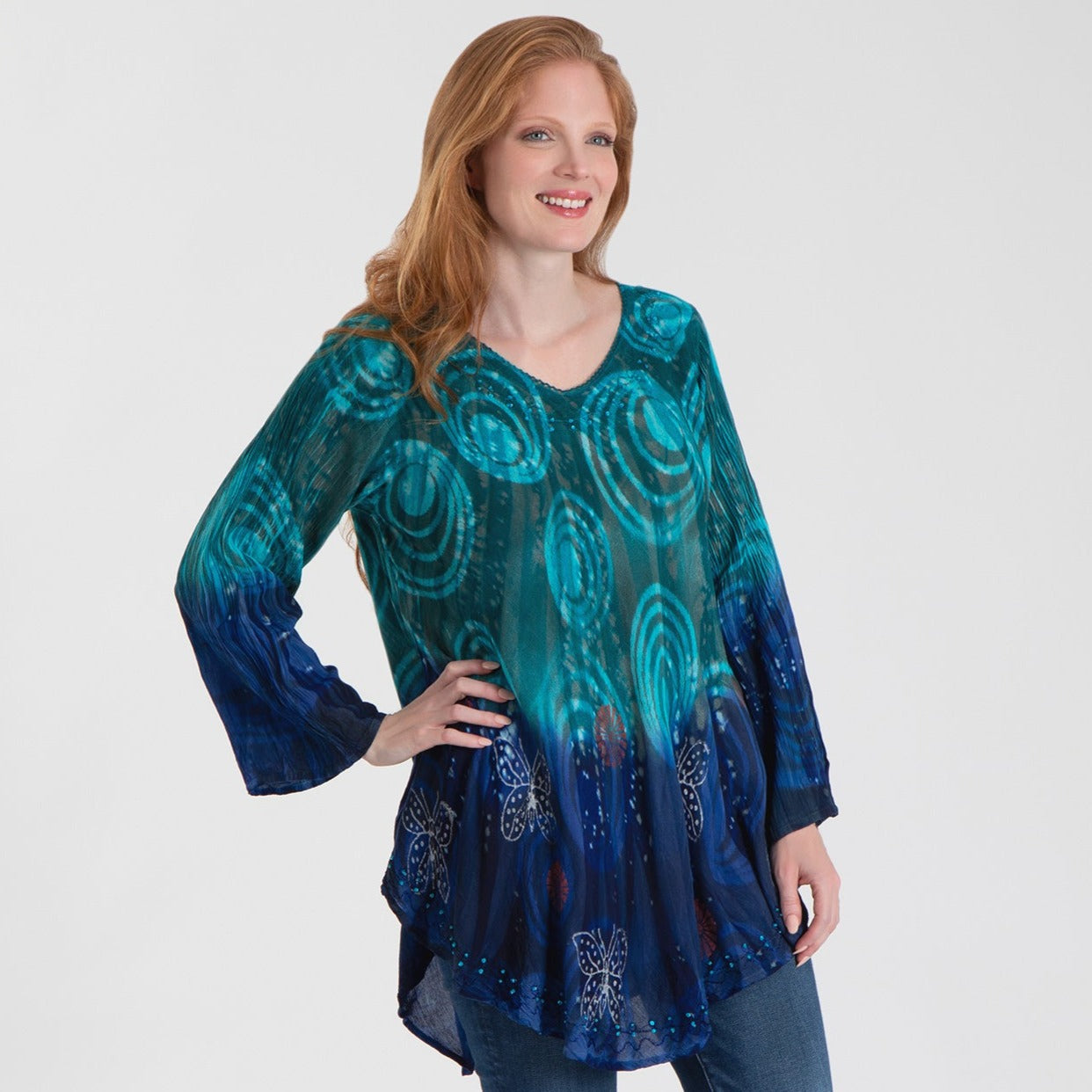 Premium Swirls Of the Sea Long Sleeve Tunic - Ultimate Comfort & Style