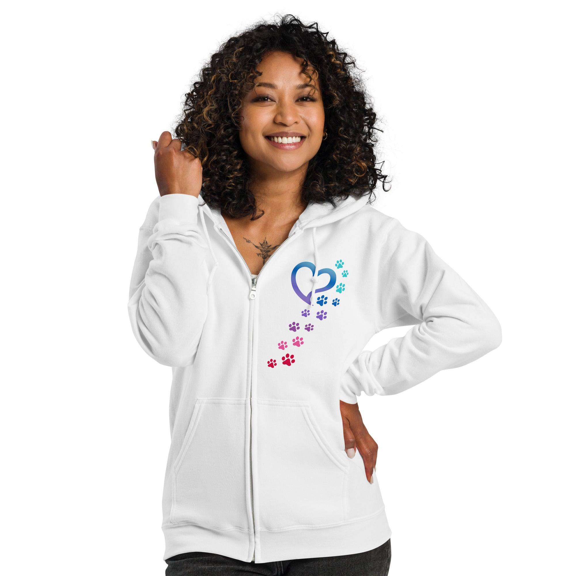 Ultimate Rainbow Paws To My Heart Premium Zip Hoodie