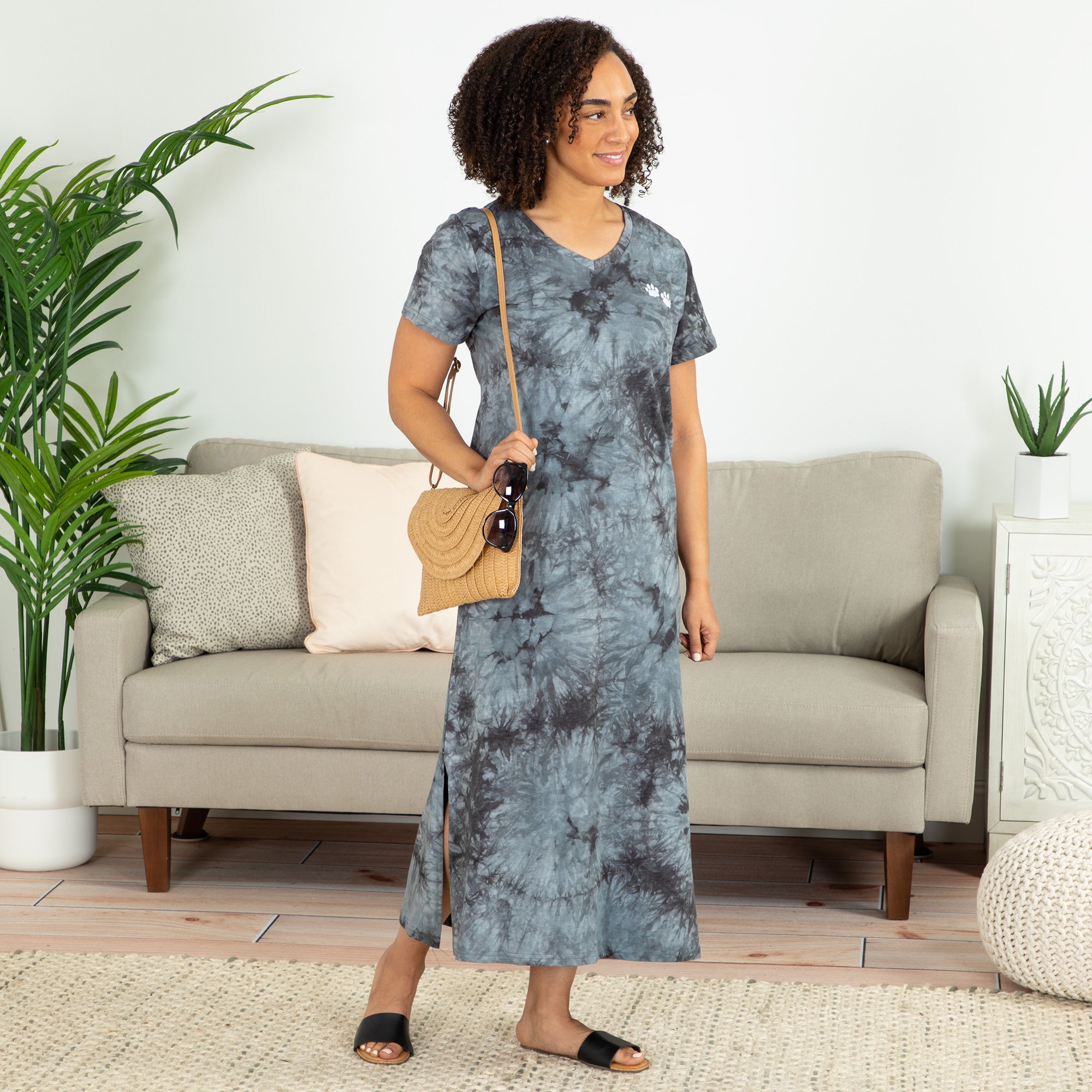 Premium Tie-Dye Paw Print Maxi Dress