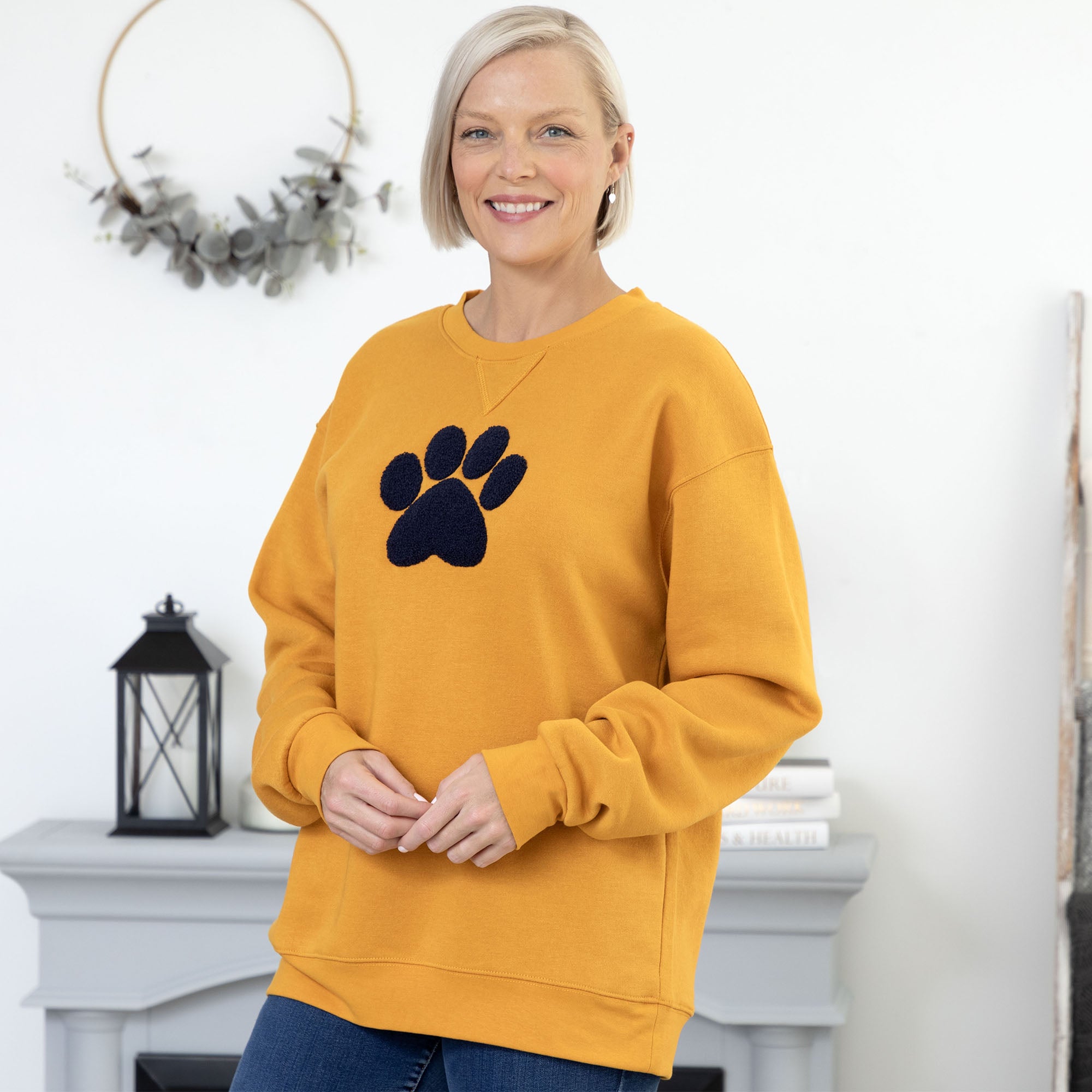 Premium Chenille Paw Print Crewneck Sweatshirt