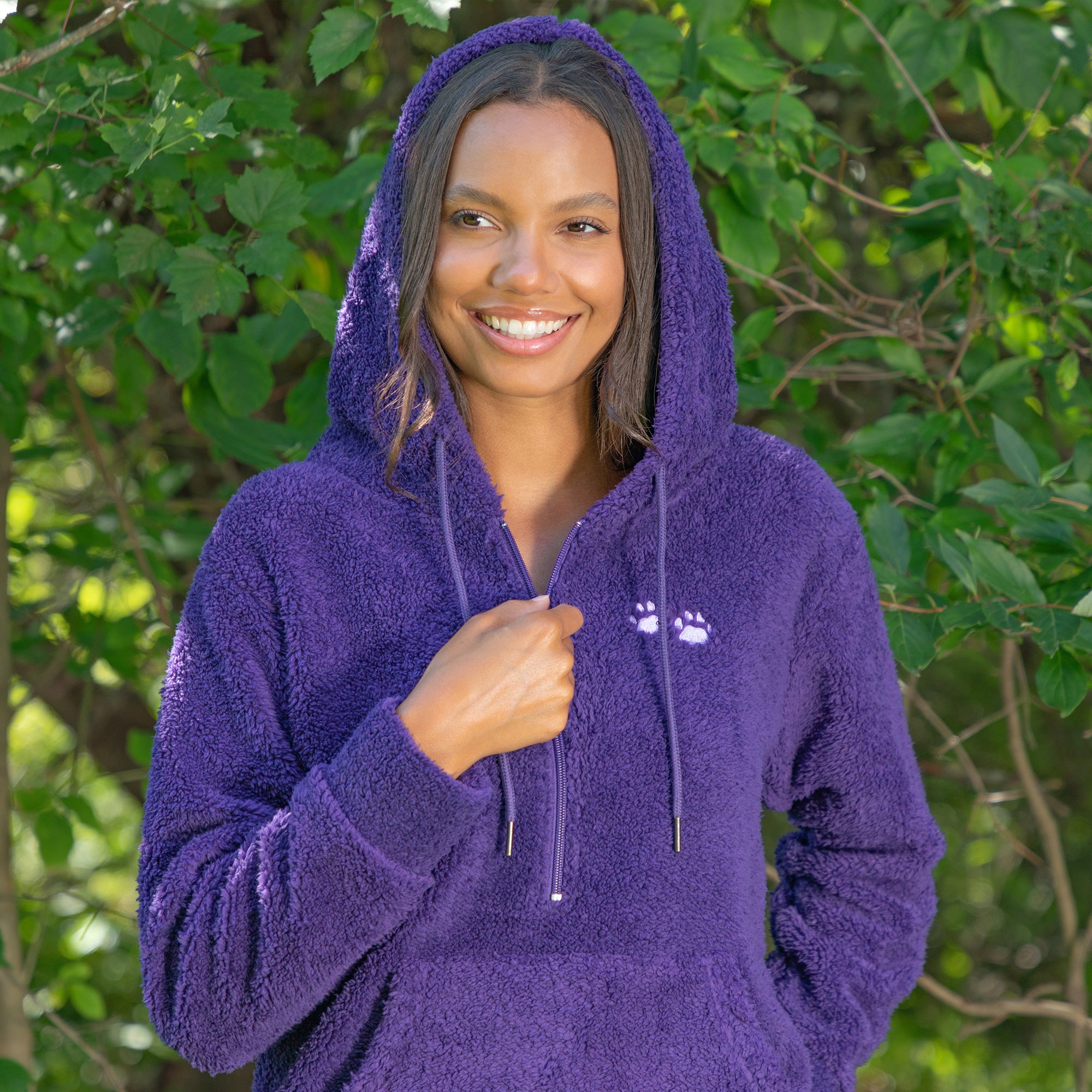 Premium Purple Paws Sherpa Fleece Hoodie - Ultimate Warmth & Style