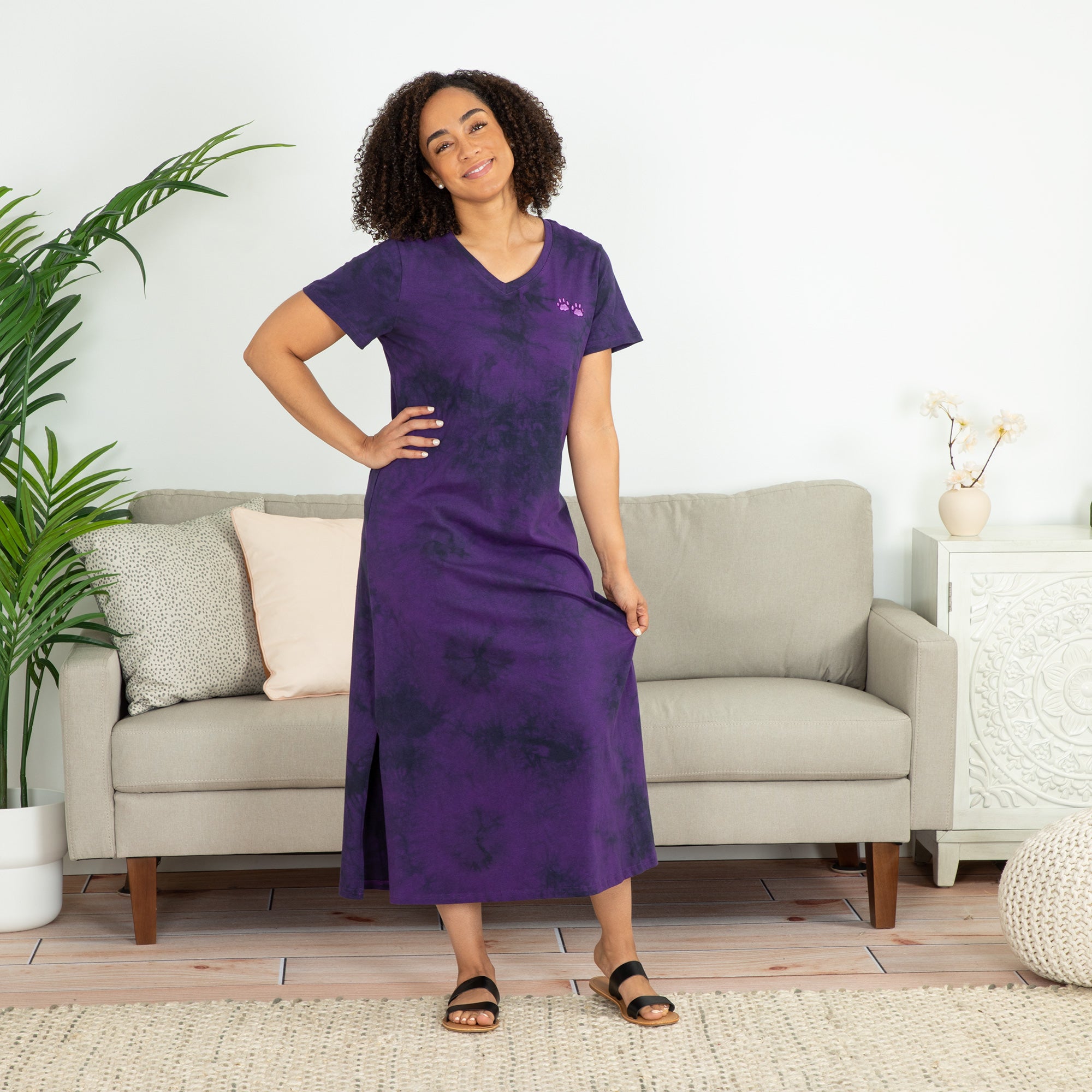 Premium Tie-Dye Paw Print Maxi Dress