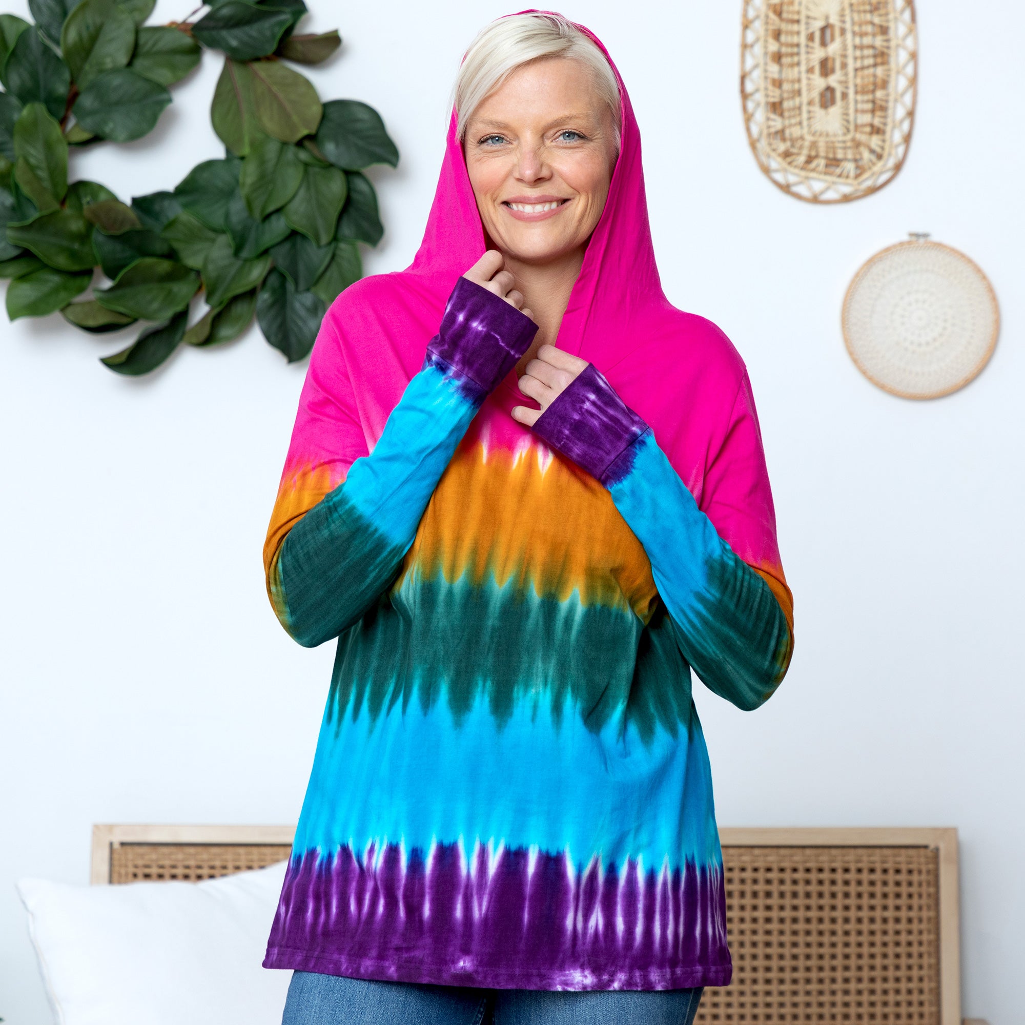 Ultimate Rainbow Tie-Dye Hooded Tunic - Premium Comfort & Style