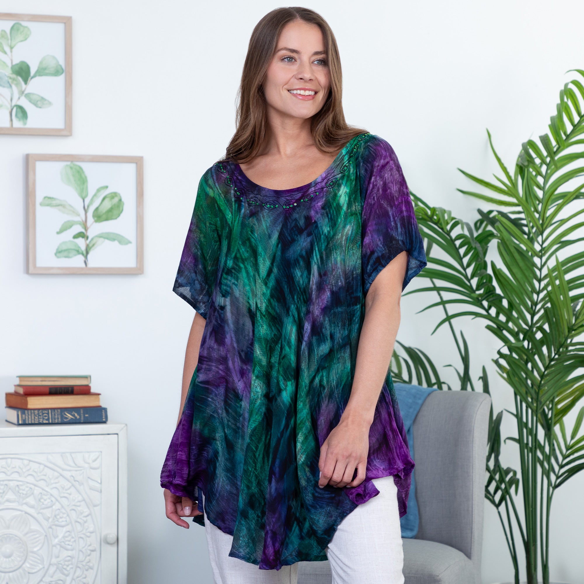 Premium Peacock Love Tunic | Fair Trade & Eco-Friendly