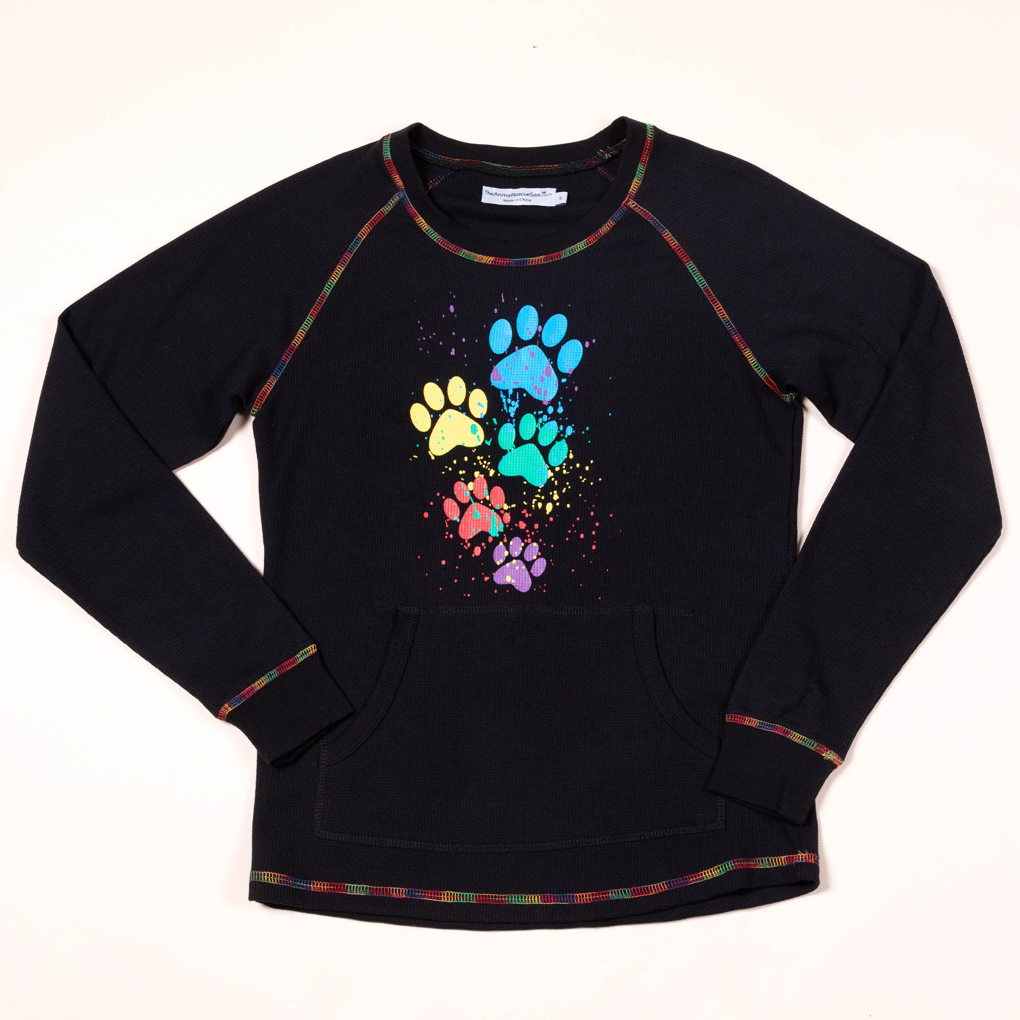 Premium Paint & Paws Rainbow Stitch Thermal Top - Ultimate Comfort for Cool Weather