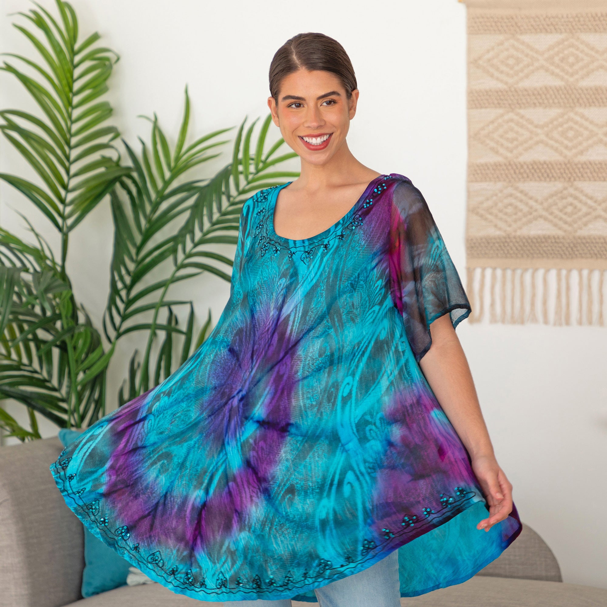 Premium Swirls Awhirl Tunic: Fair-Trade & Handmade