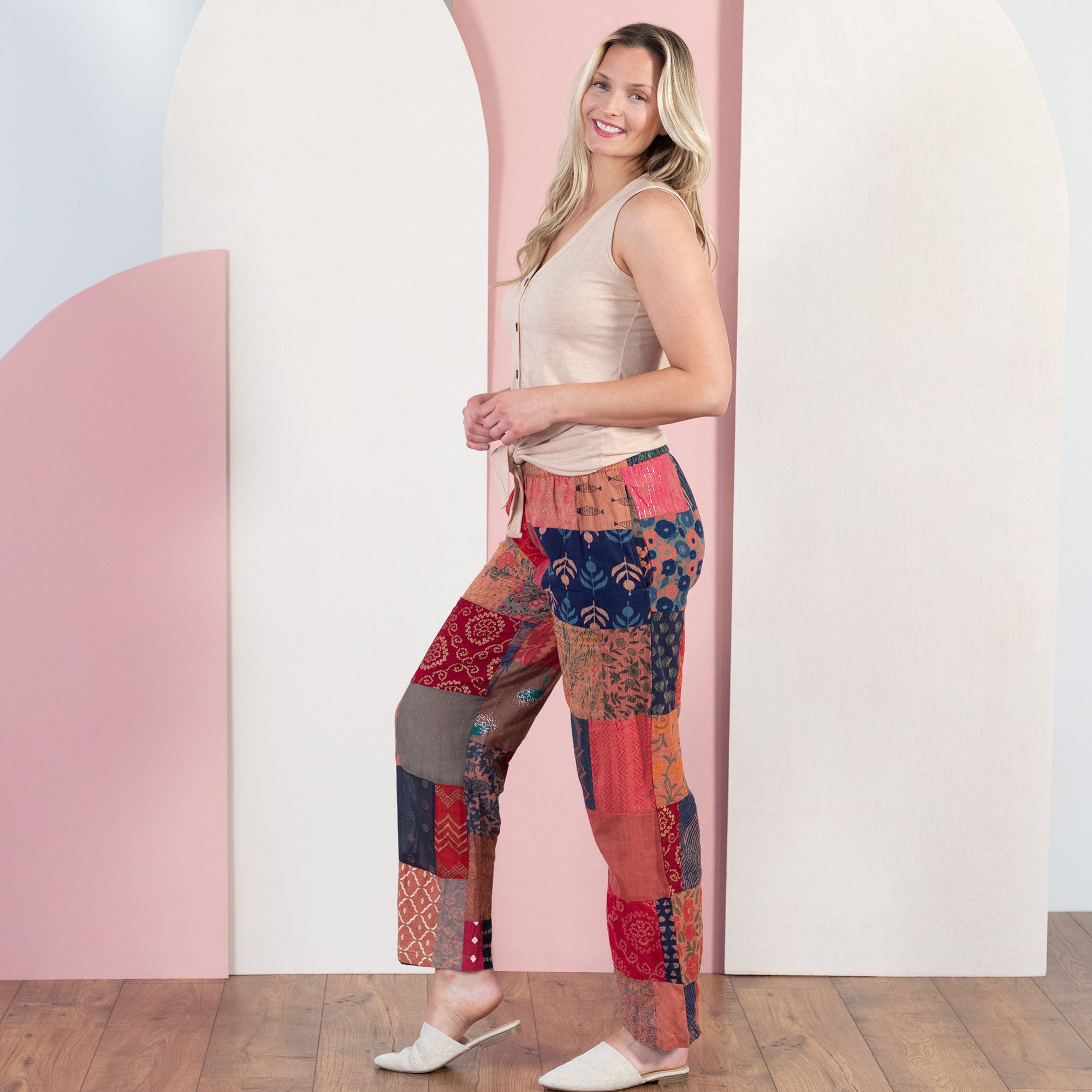 Premium Wide-Leg Patchwork Pants - Fair-Trade & Unique