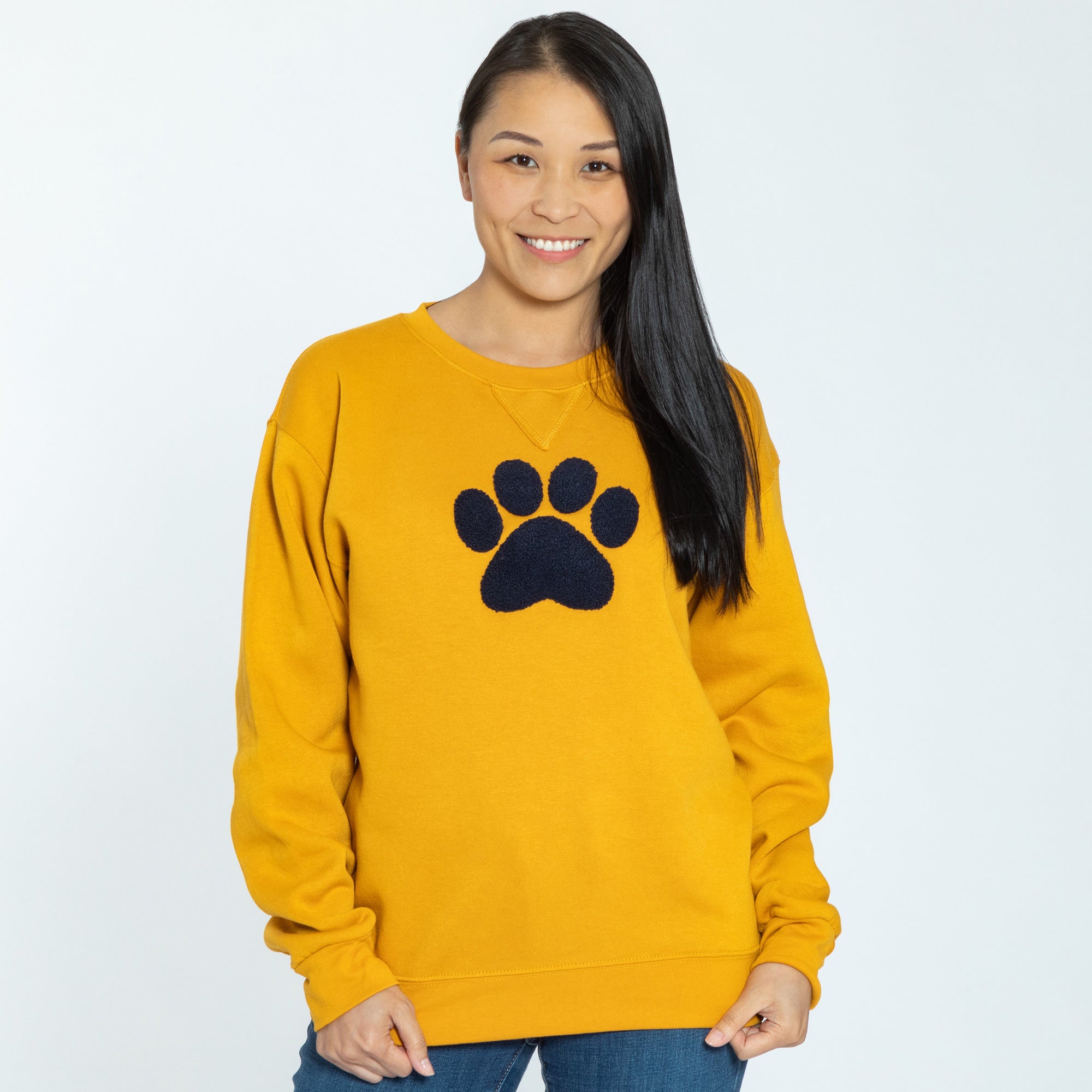 Premium Chenille Paw Print Crewneck Sweatshirt