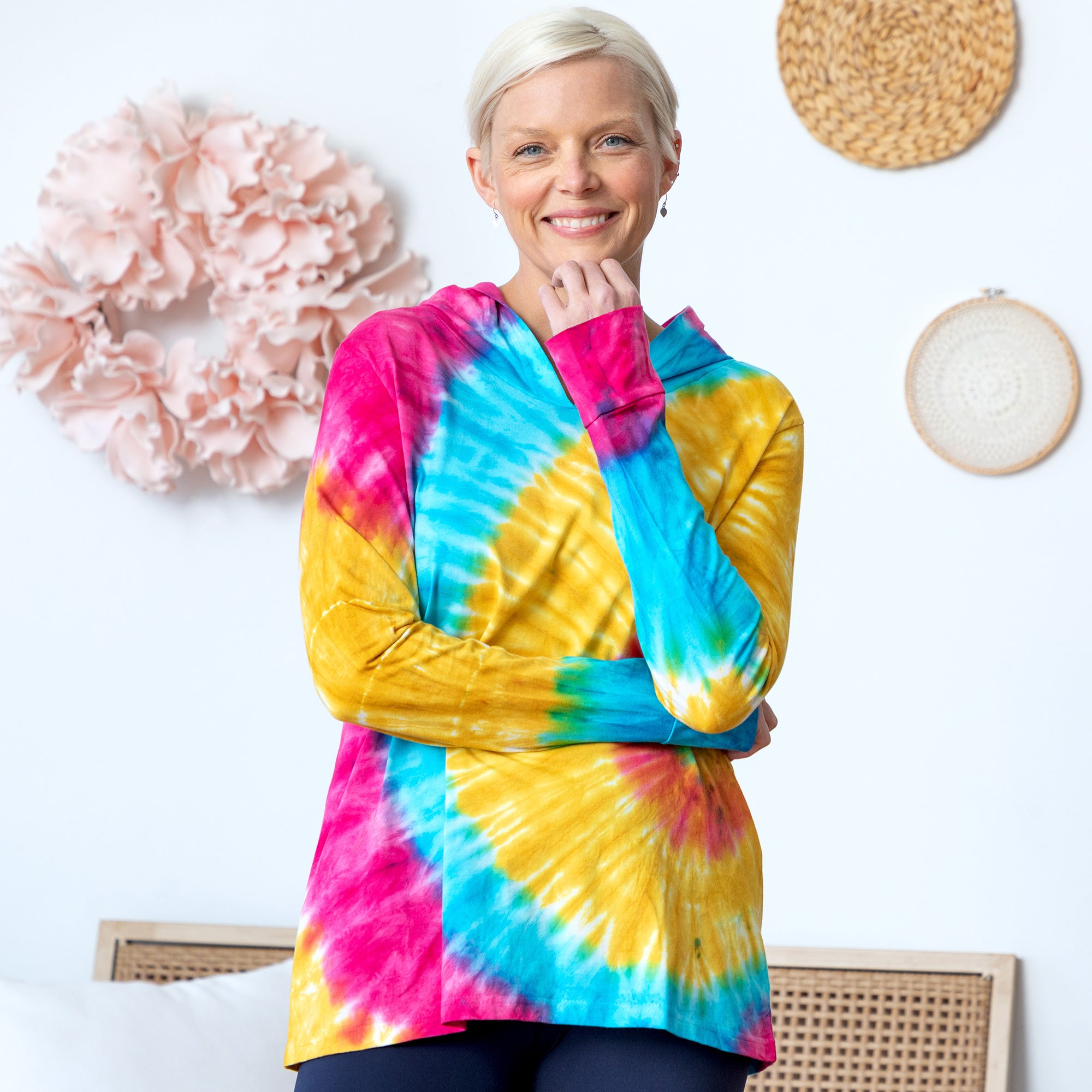 Ultimate Rainbow Tie-Dye Hooded Tunic - Premium Comfort & Style