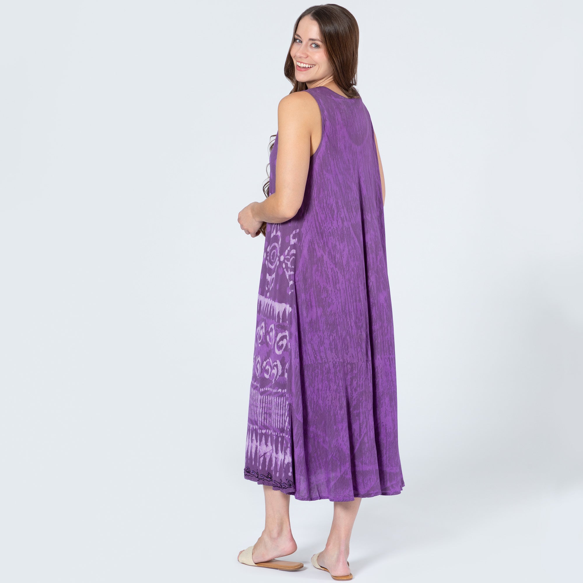 Premium Artisan Purple Tie-Dye Sleeveless Dress