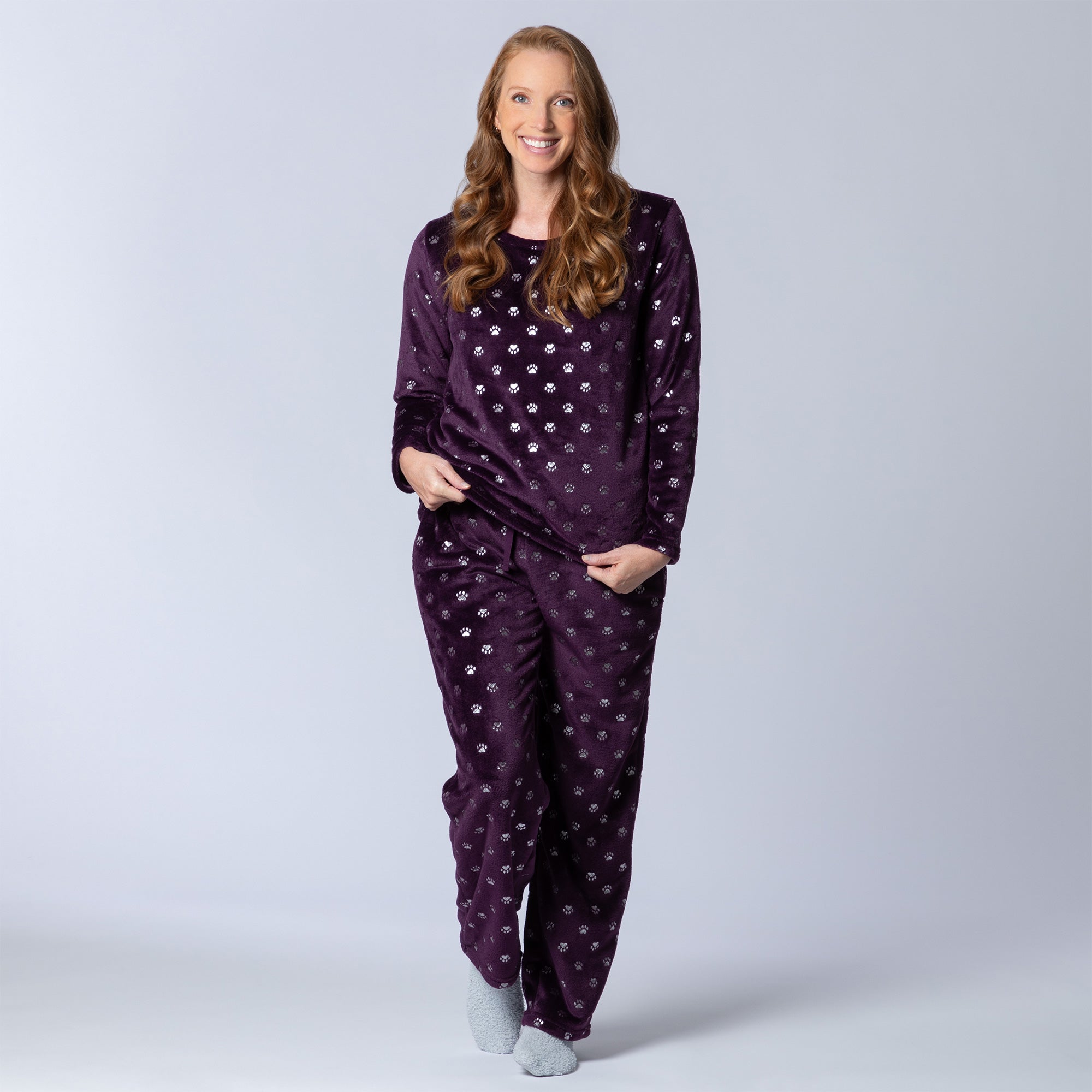 Premium Regal Silver Paws Plush Fleece Pajama Set