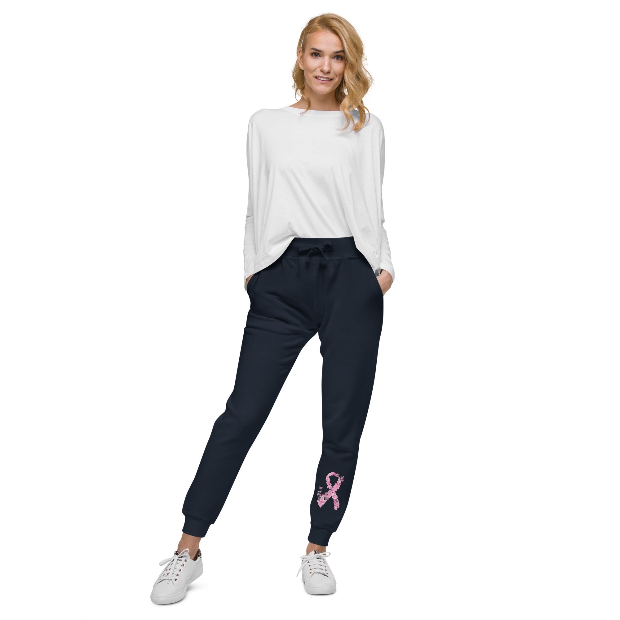 Ultimate Pink Ribbon Butterflies Fleece Sweatpants - Breast Cancer Awareness