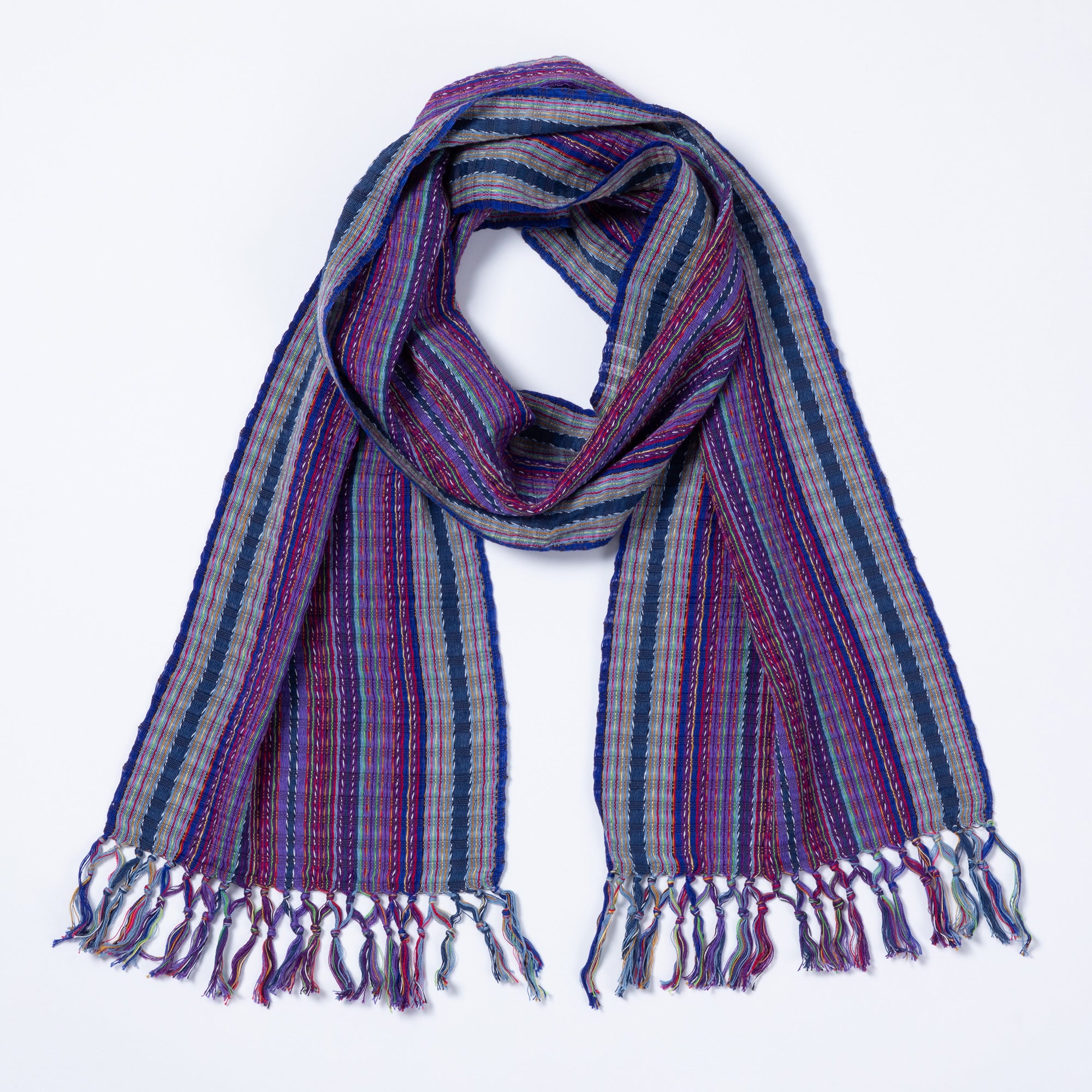 Premium Kaleidoscope Cotton Scarf - Handwoven in Guatemala